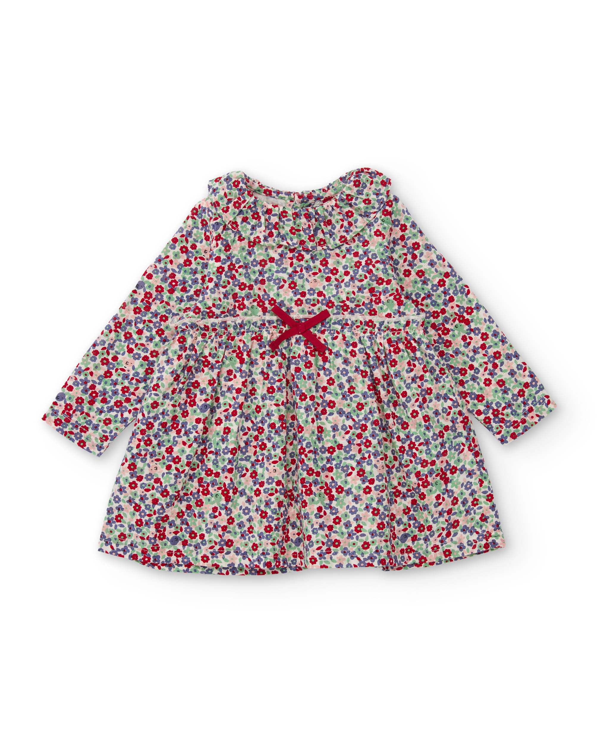 Vestido de tela plana de bebé con estampado floral