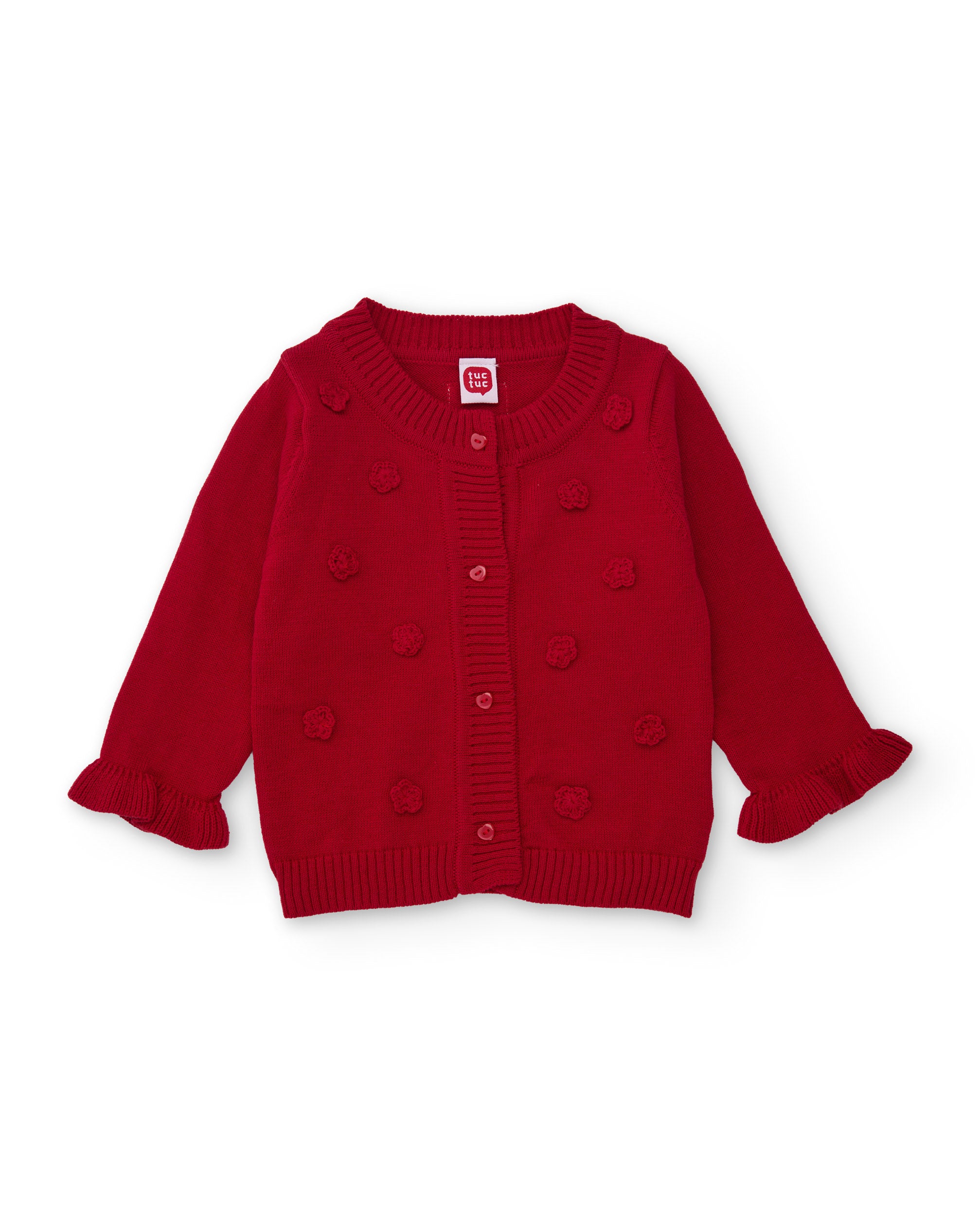 Chaqueta de tricot de bebé con flores en relieve