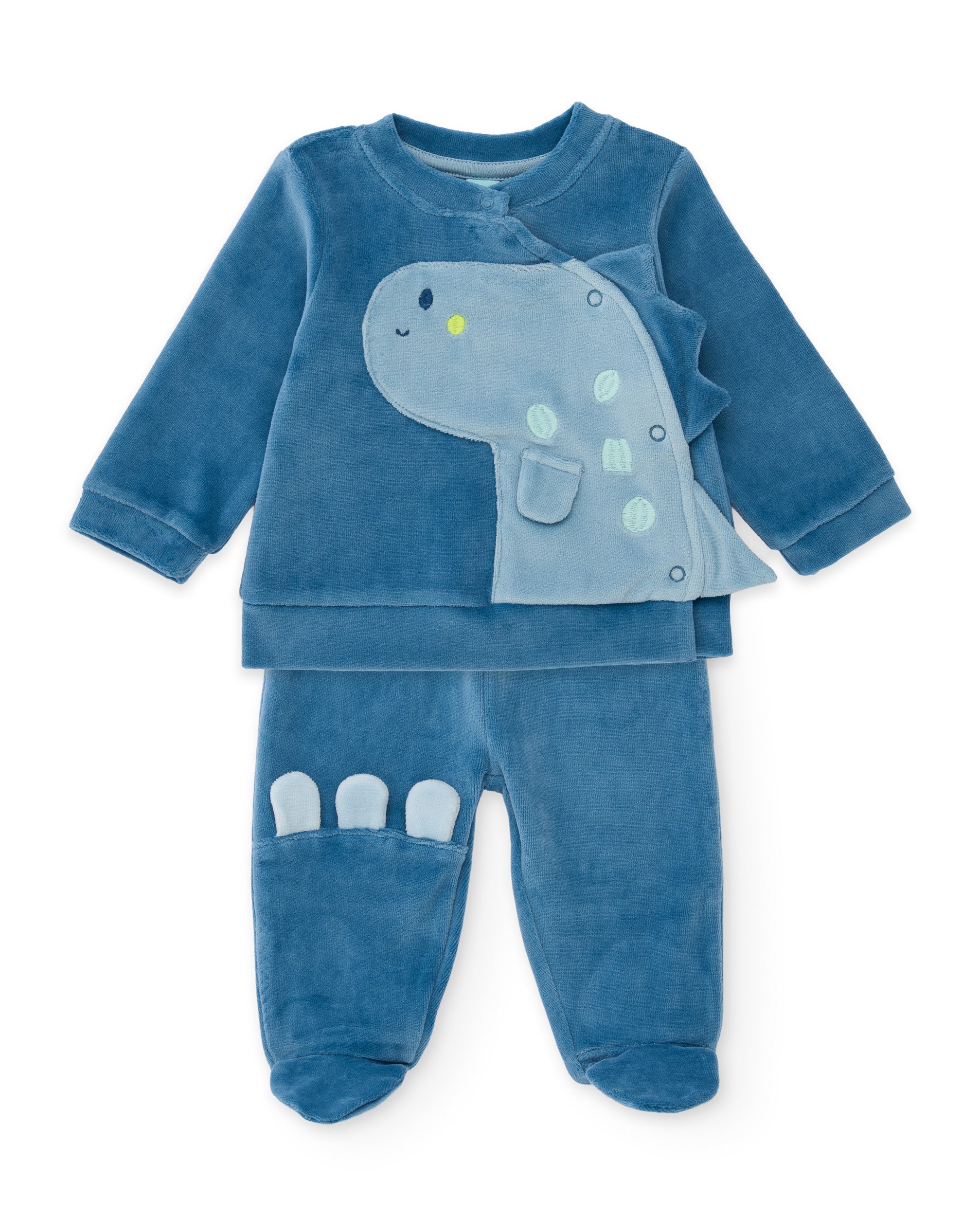 Conjunto de punto de bebé con dinosaurio en relieve