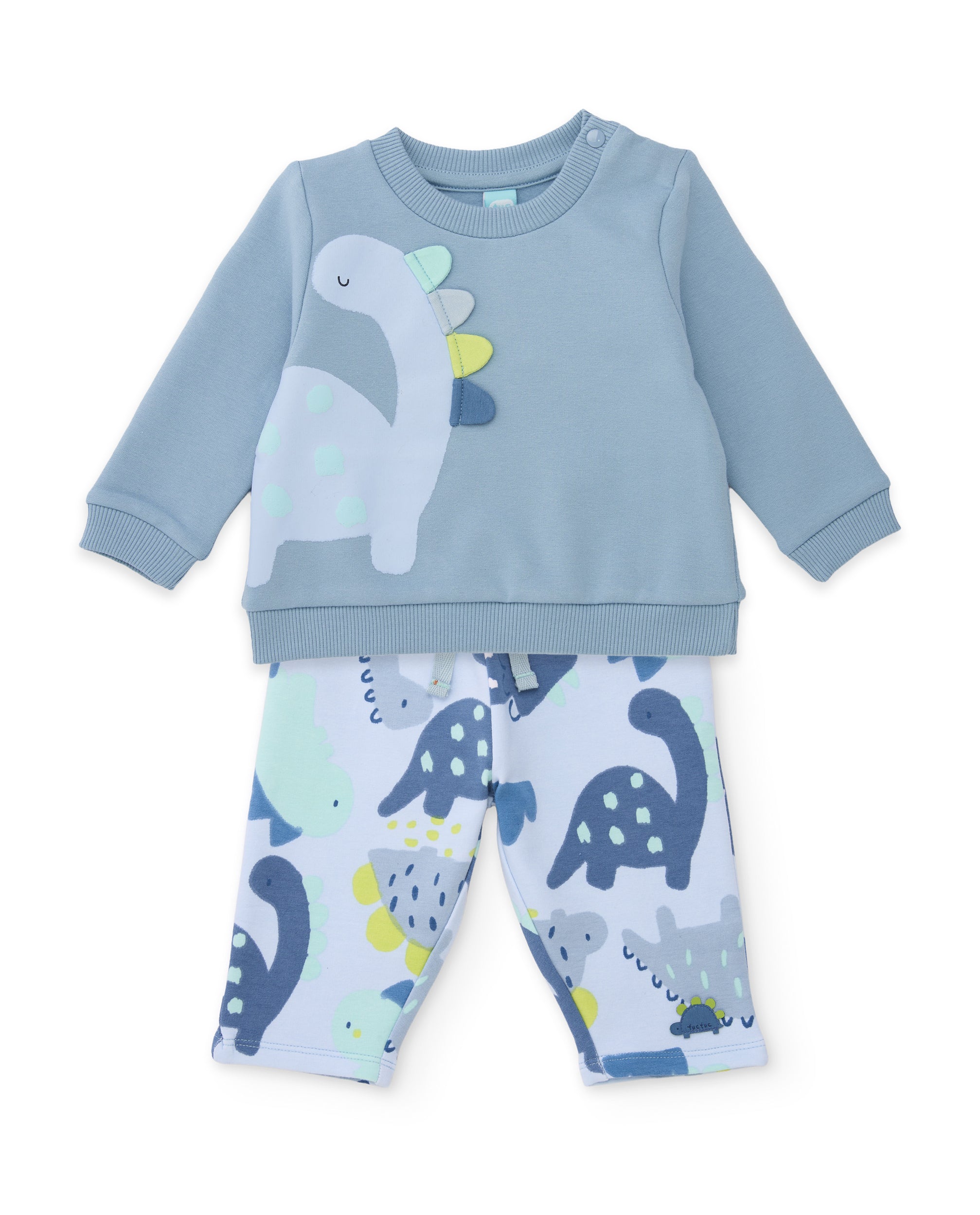 Conjunto de felpa de bebé con dinosaurio en relieve