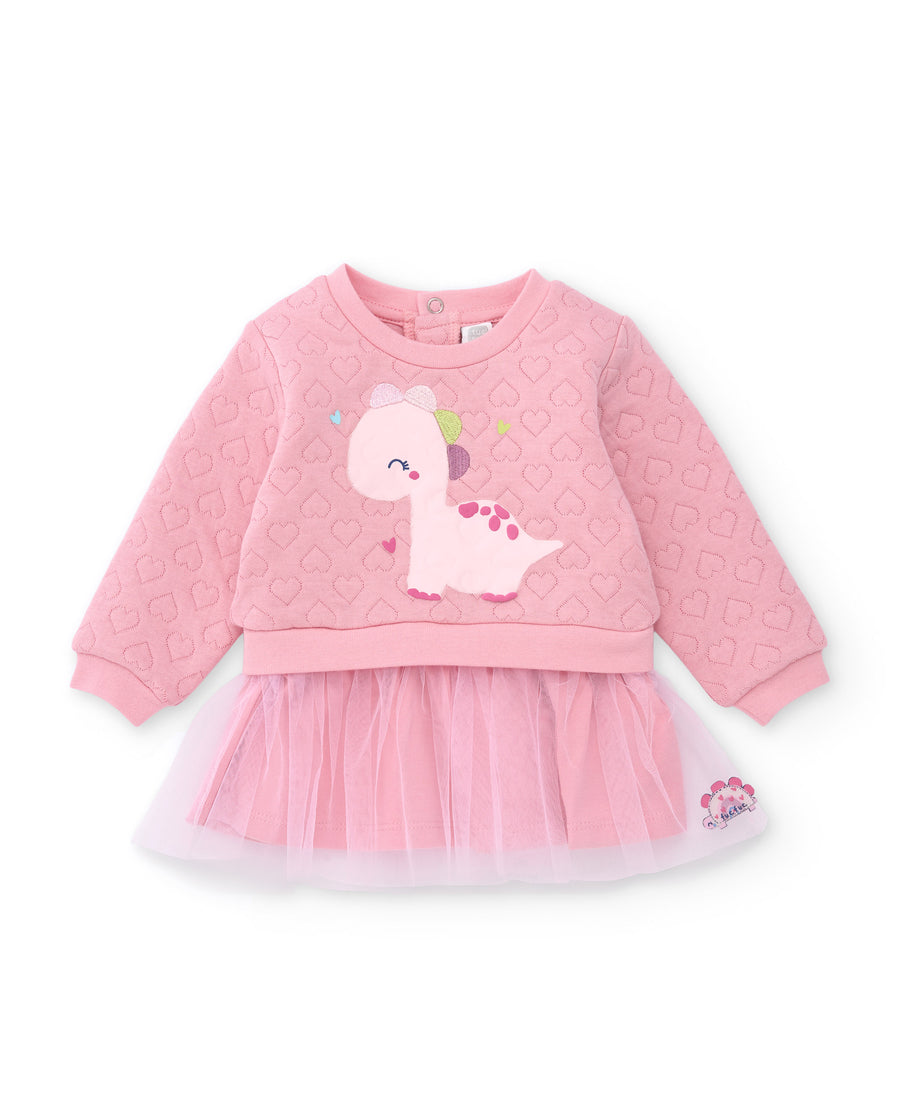 Baby plush dress with dinosaur design
