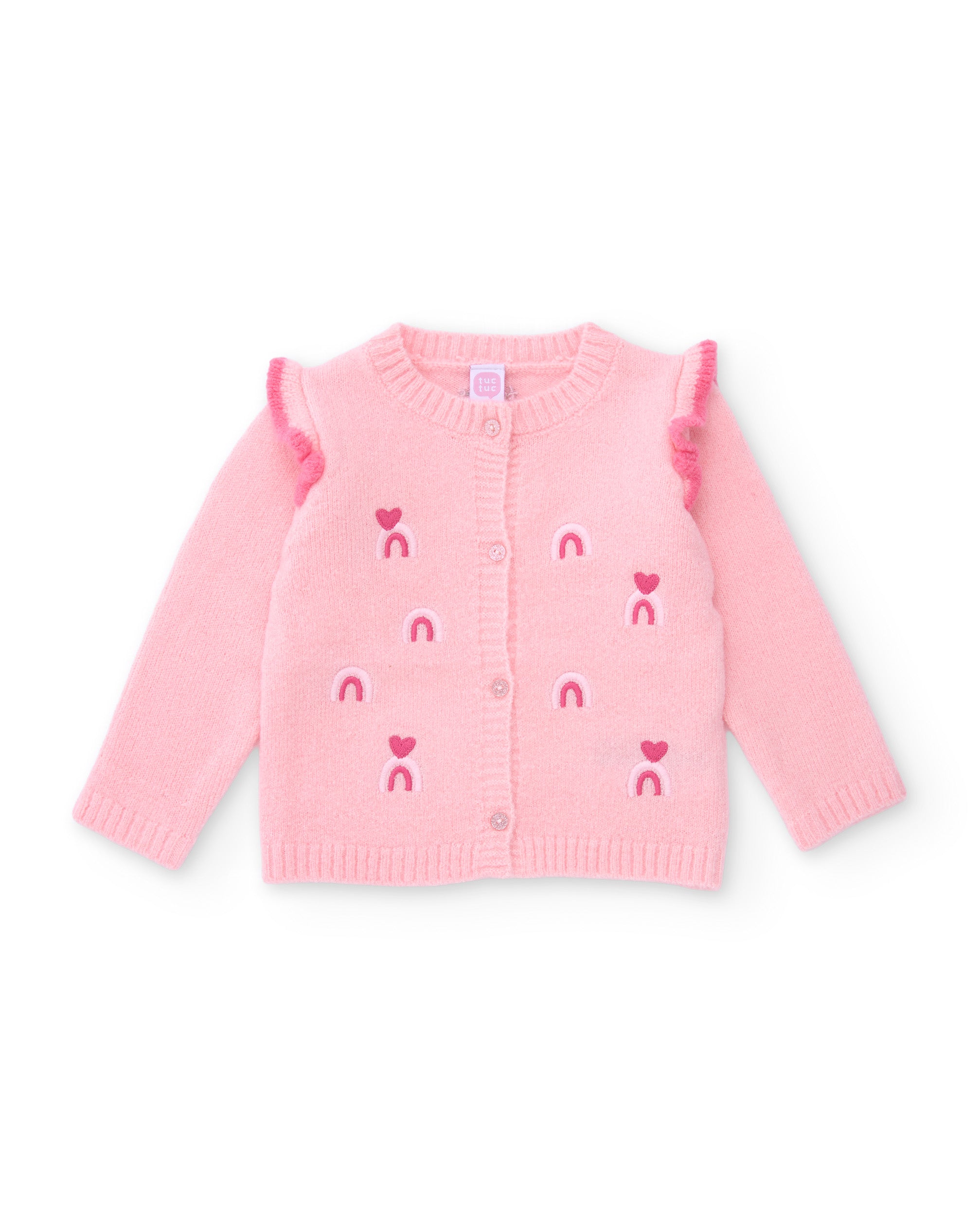 Chaqueta de tricot de bebé con volantes en los hombros