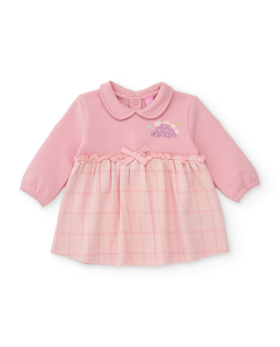 Baby plush dress with round neck