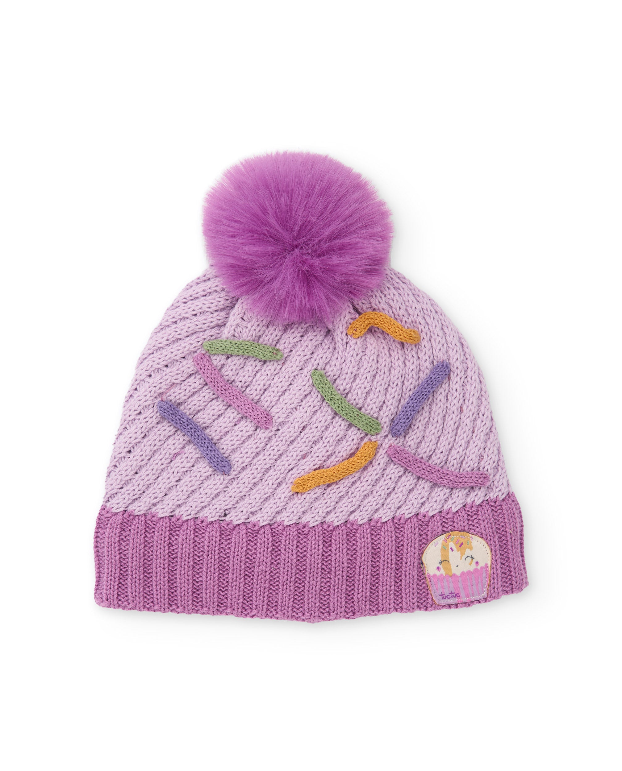 Gorro de bebé de tricot con pompón decorativo
