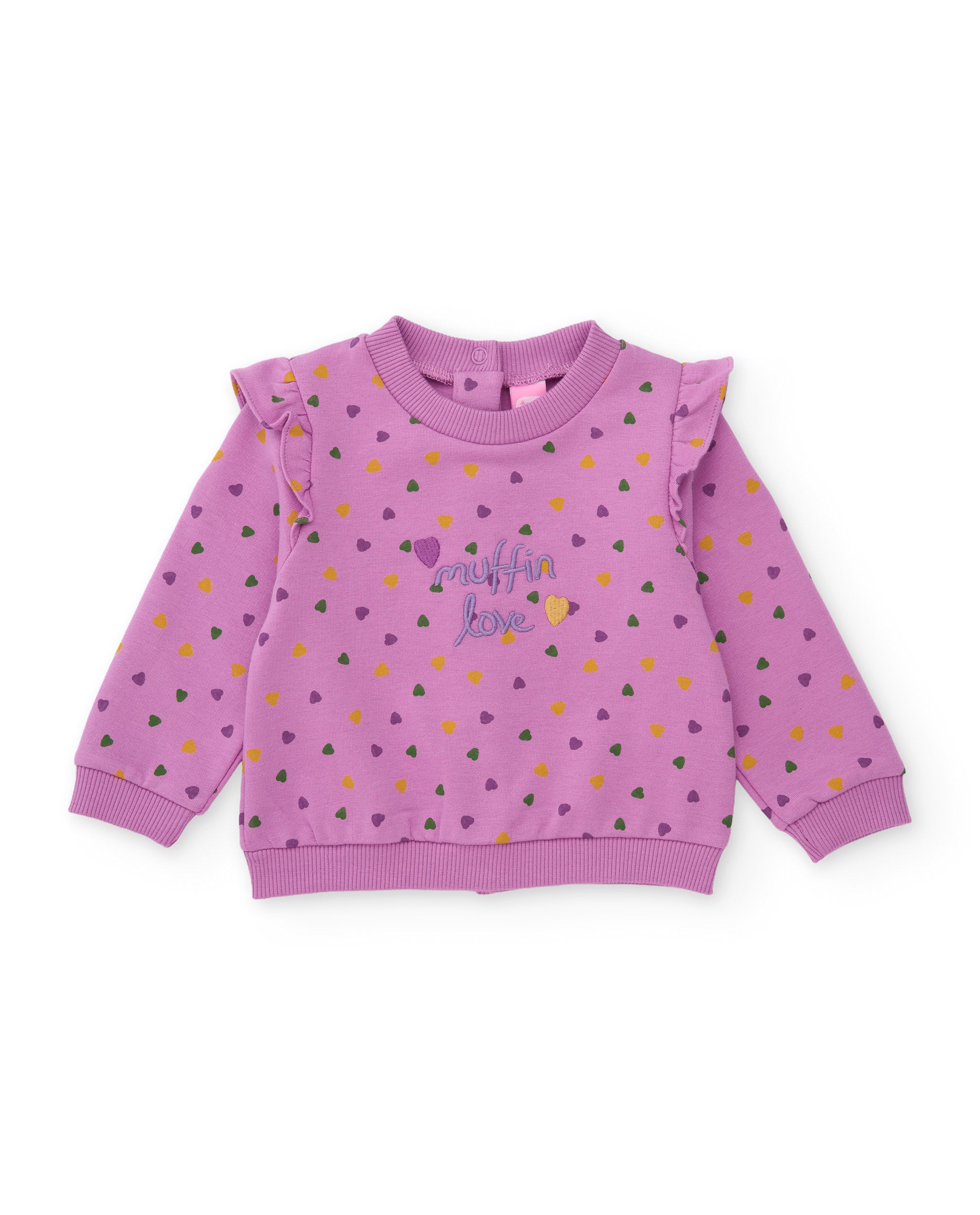 Conjunto de felpa de bebé con estampado de corazones
