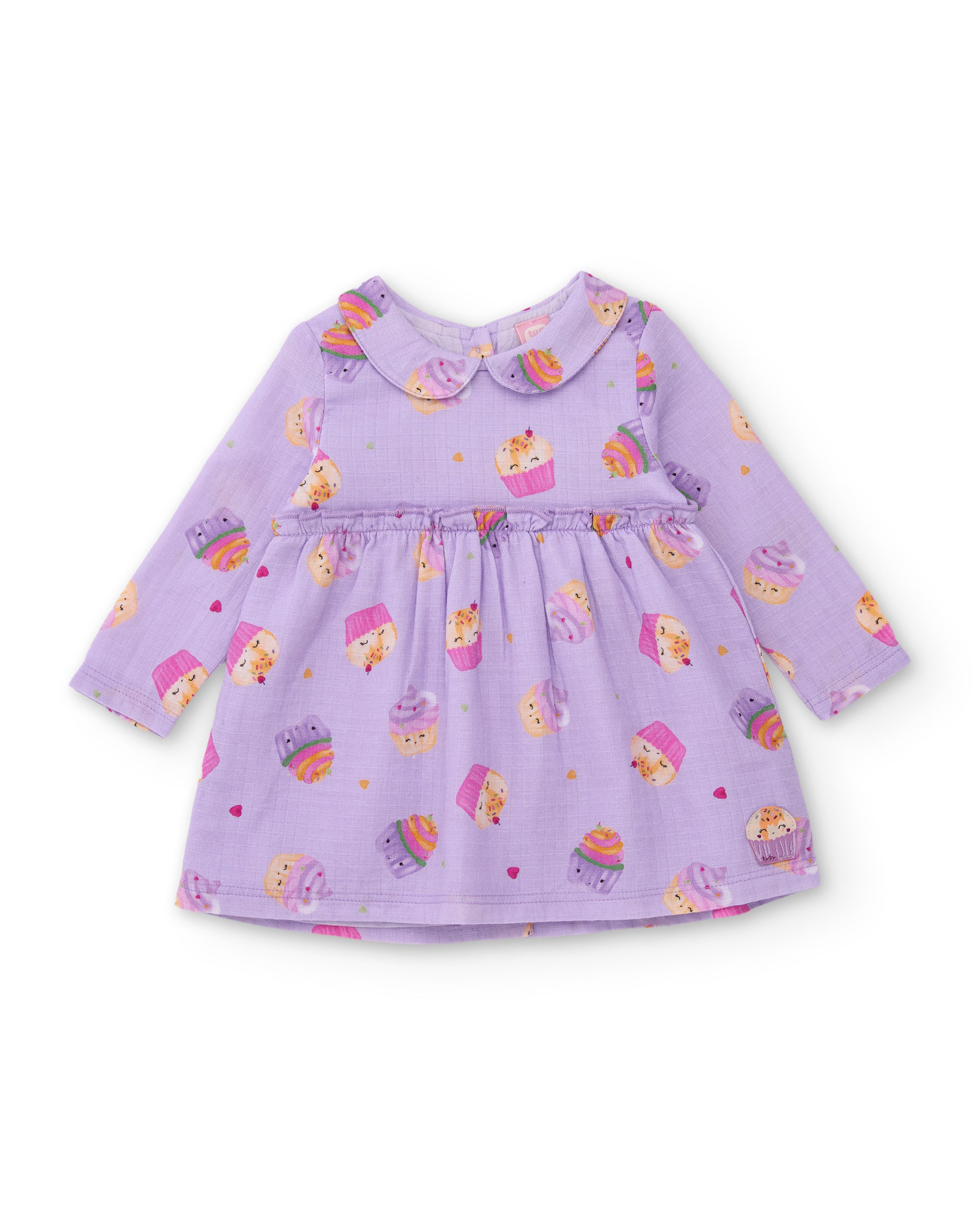Vestido de tela plana de bebé con estampado de cupcakes