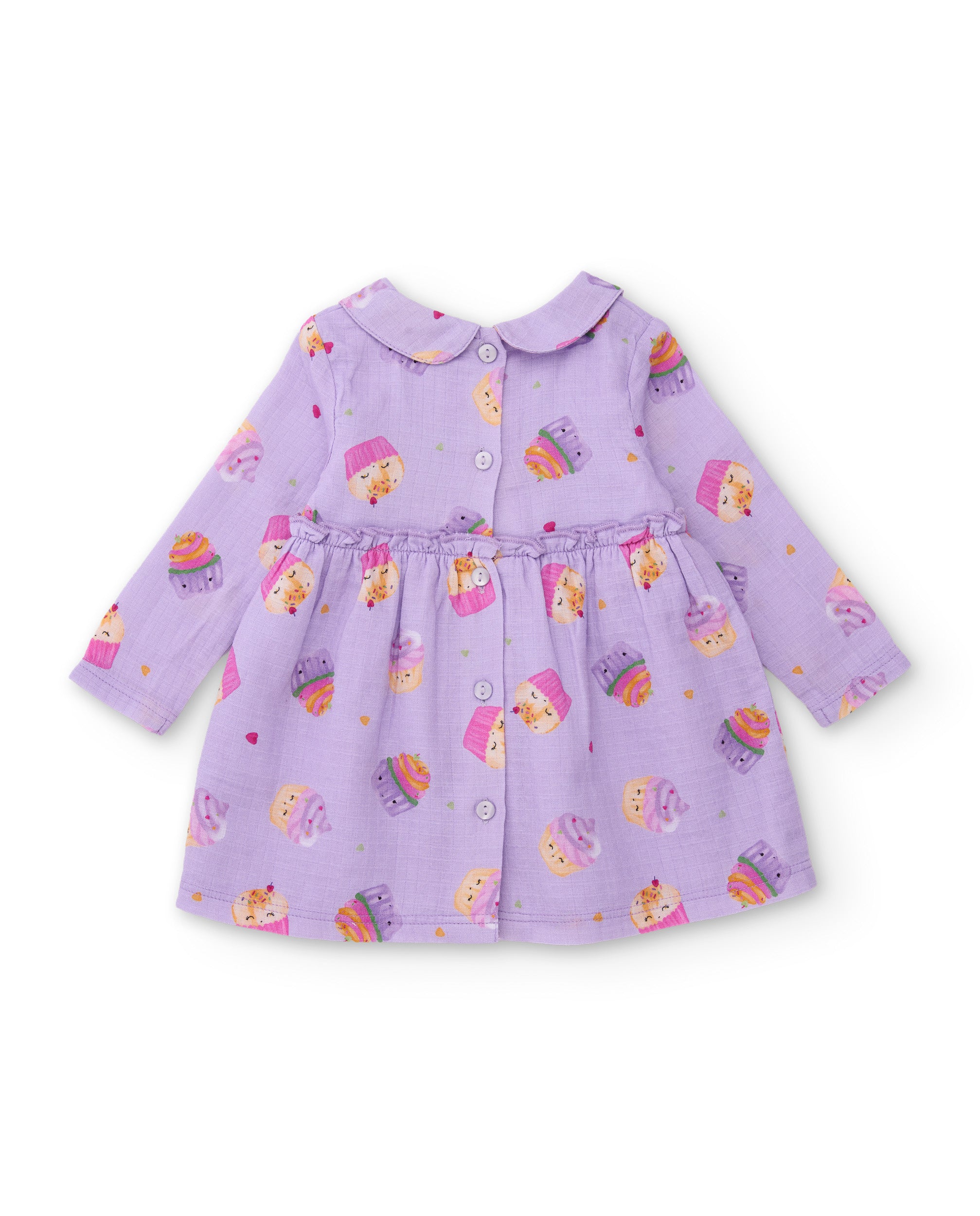 Vestido de tela plana de bebé con estampado de cupcakes