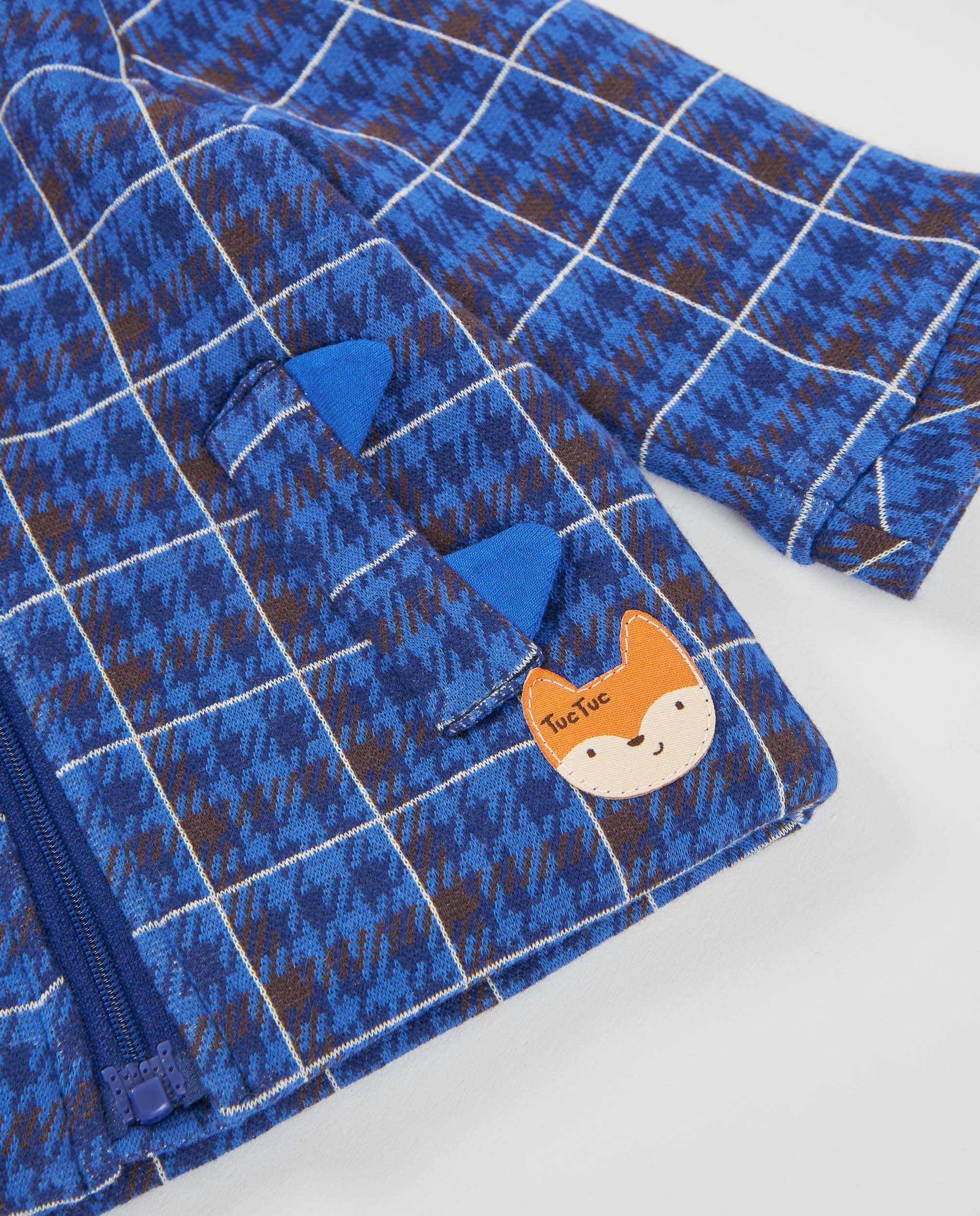 Chaqueta de tela plana de bebé con estampado de cuadros