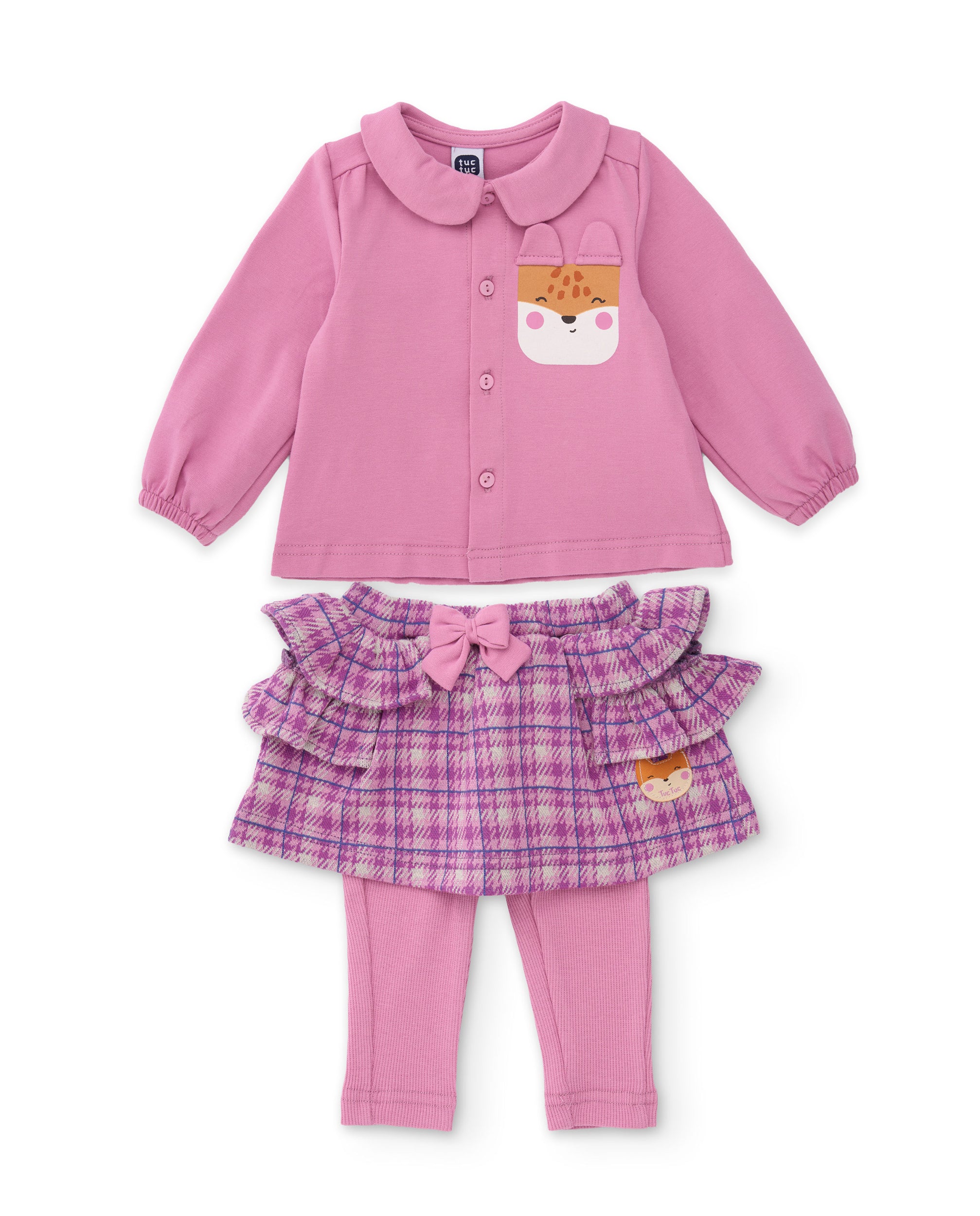 Conjunto de punto de bebé con camiseta de cuello redondo