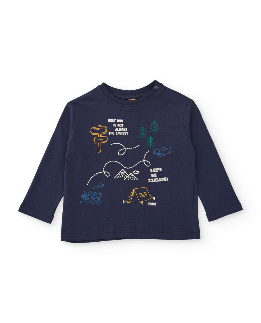 T-shirt enfant en maille à manches longues avec imprimé aventure