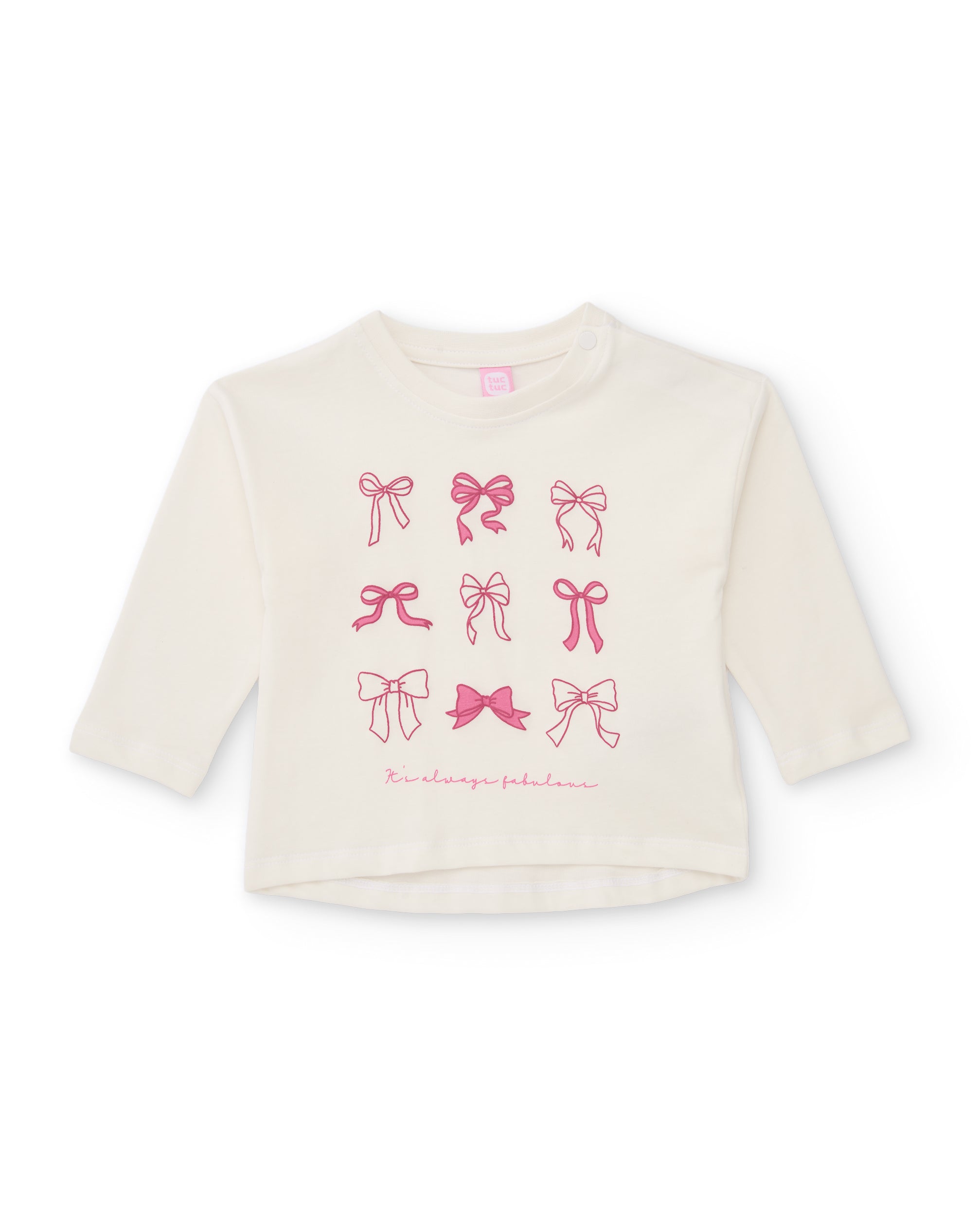 Camiseta de niña de punto con manga larga y diseño de lazos