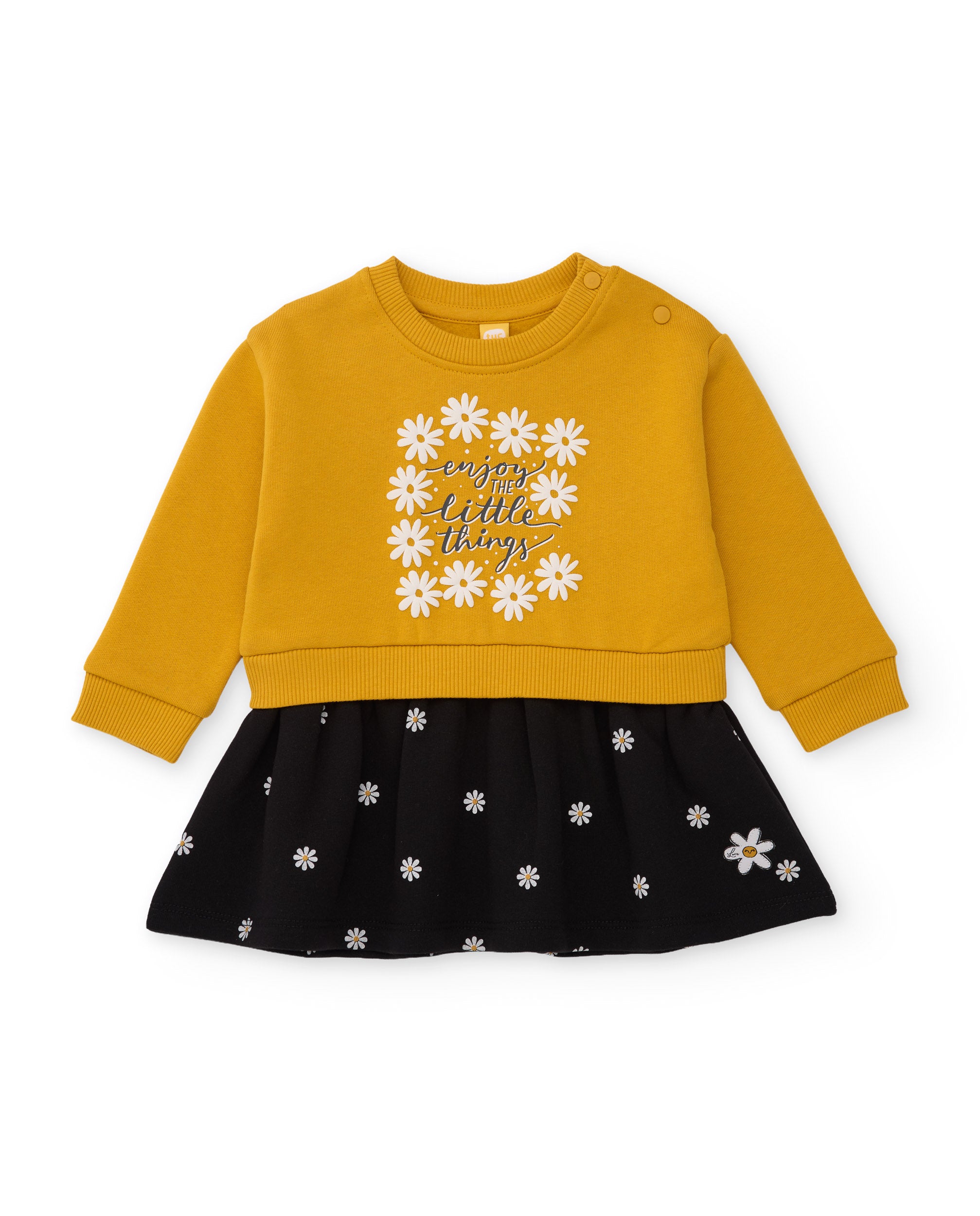 Vestido de niña de felpa con bordado de margaritas