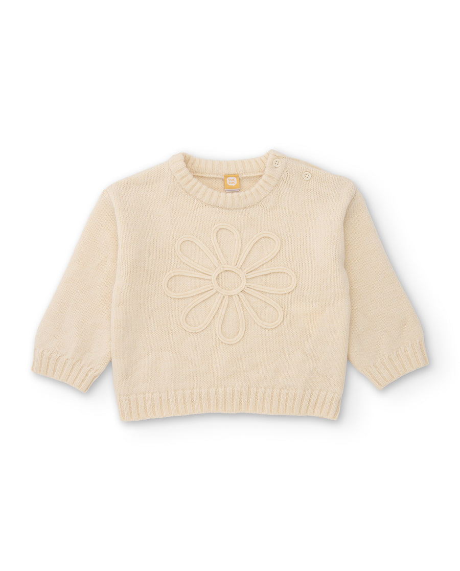 Sweat-shirt en tricot pour fille avec détail floral et toucher doux