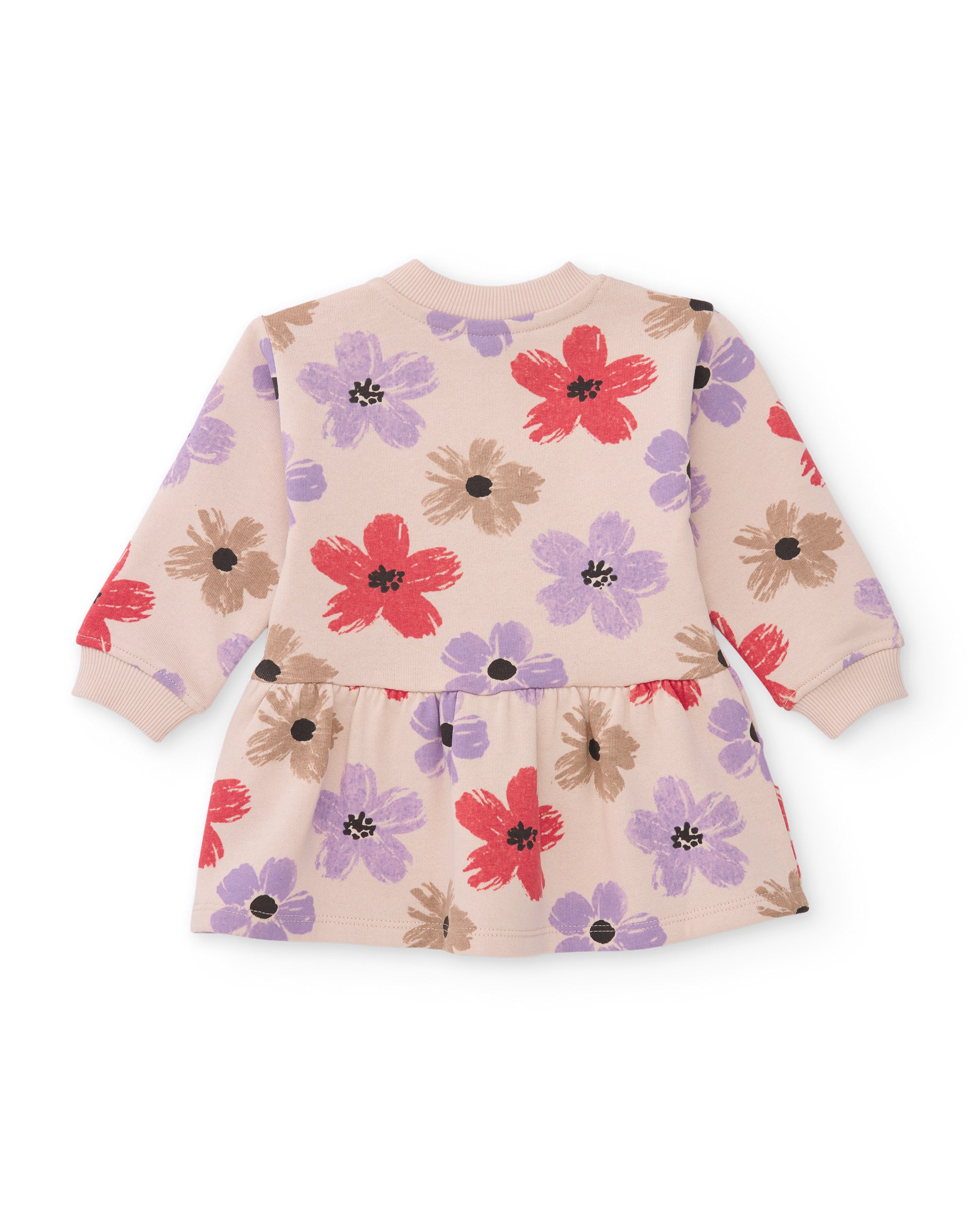 Vestido de niña de felpa con estampado floral y manga larga