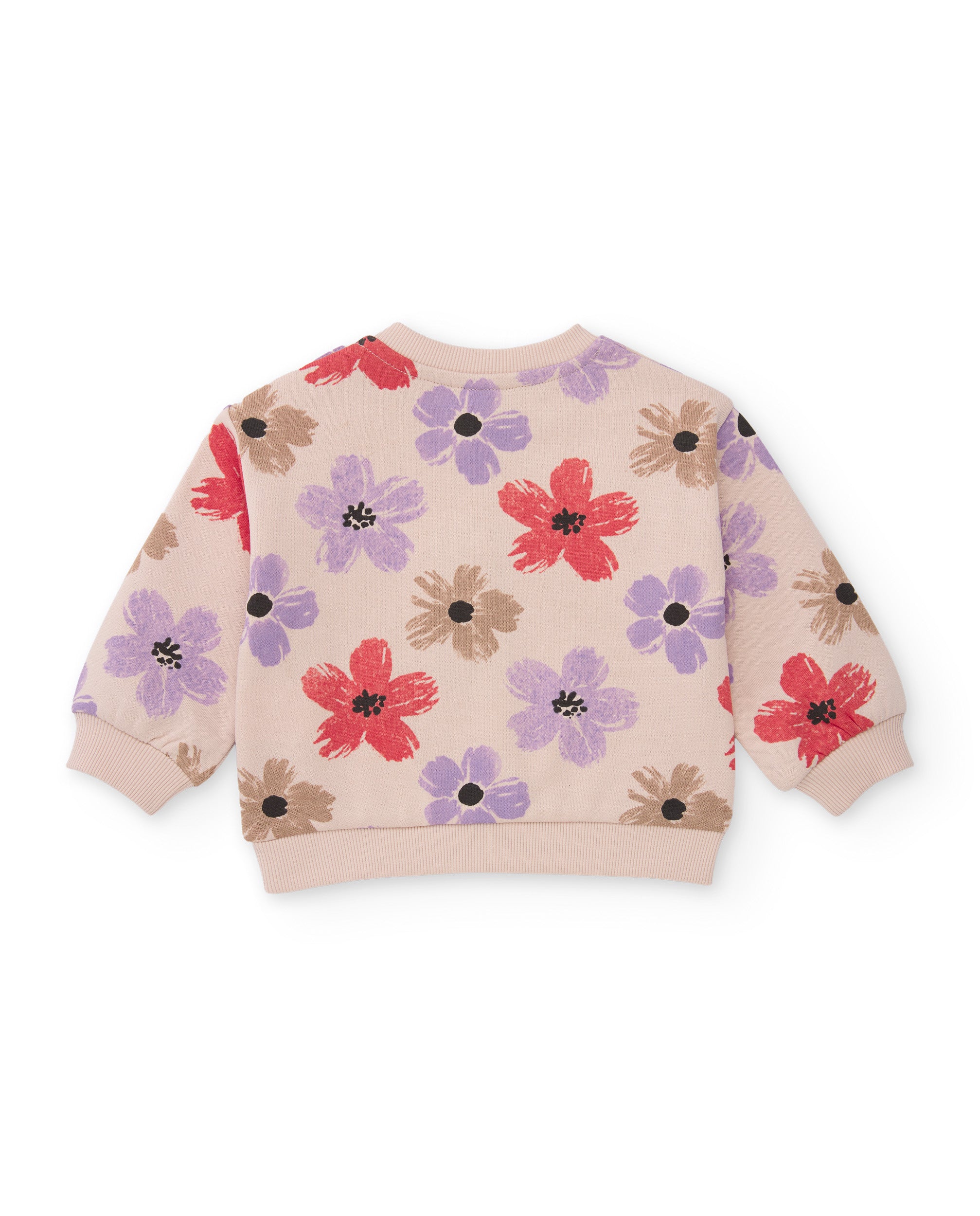 Sudadera de niña de felpa con estampado floral y tacto cálido