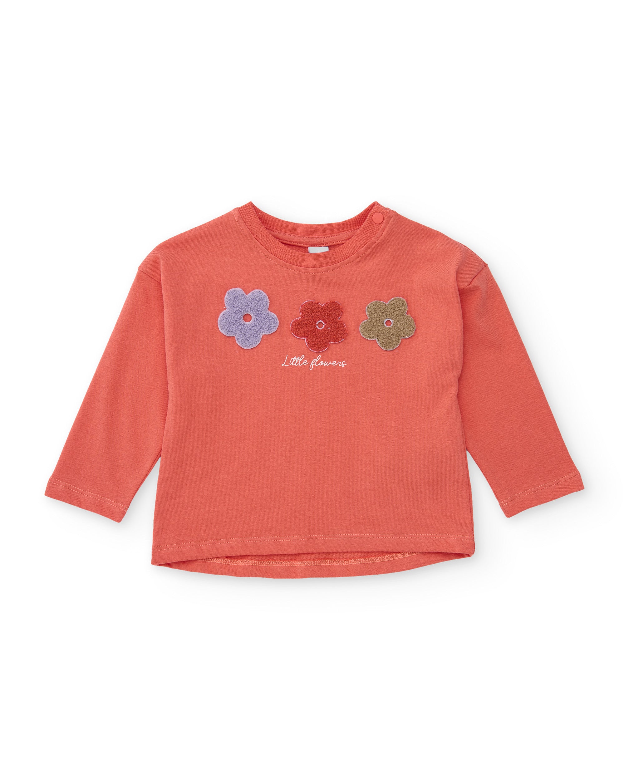 Camiseta de niña de punto con flores bordadas