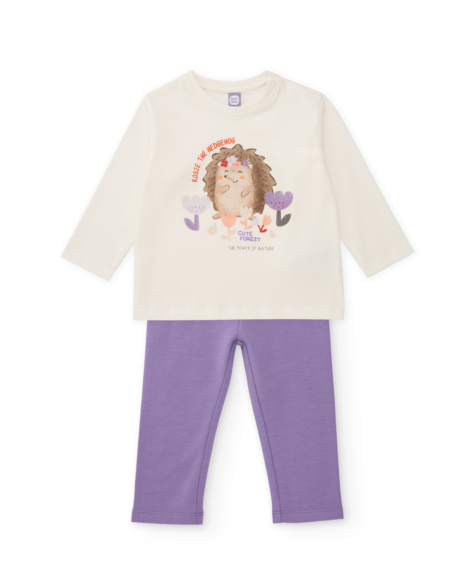 Conjunto de niña de punto con camiseta estampada y legging a juego