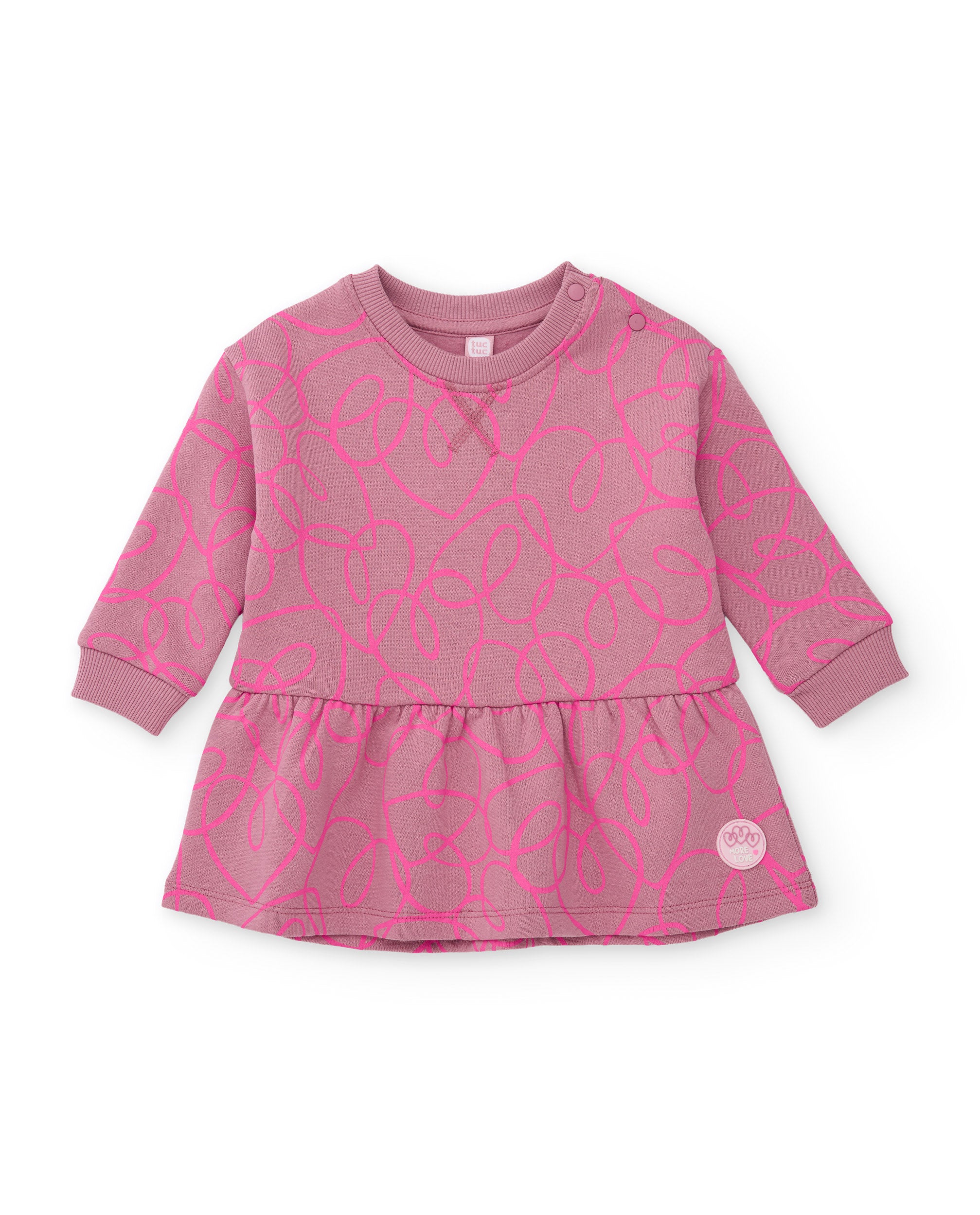 Vestido de niña de felpa con cuello redondo y print divertido