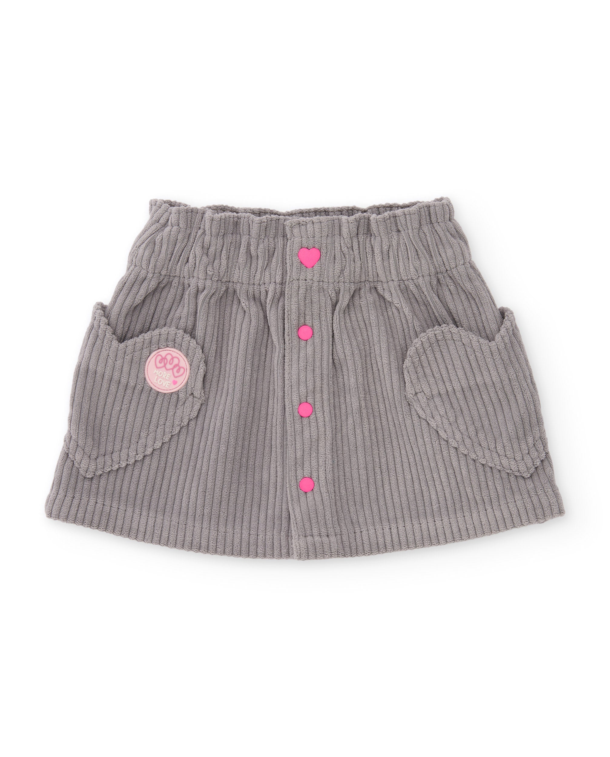 Falda de niña de canalé y botones decorativos
