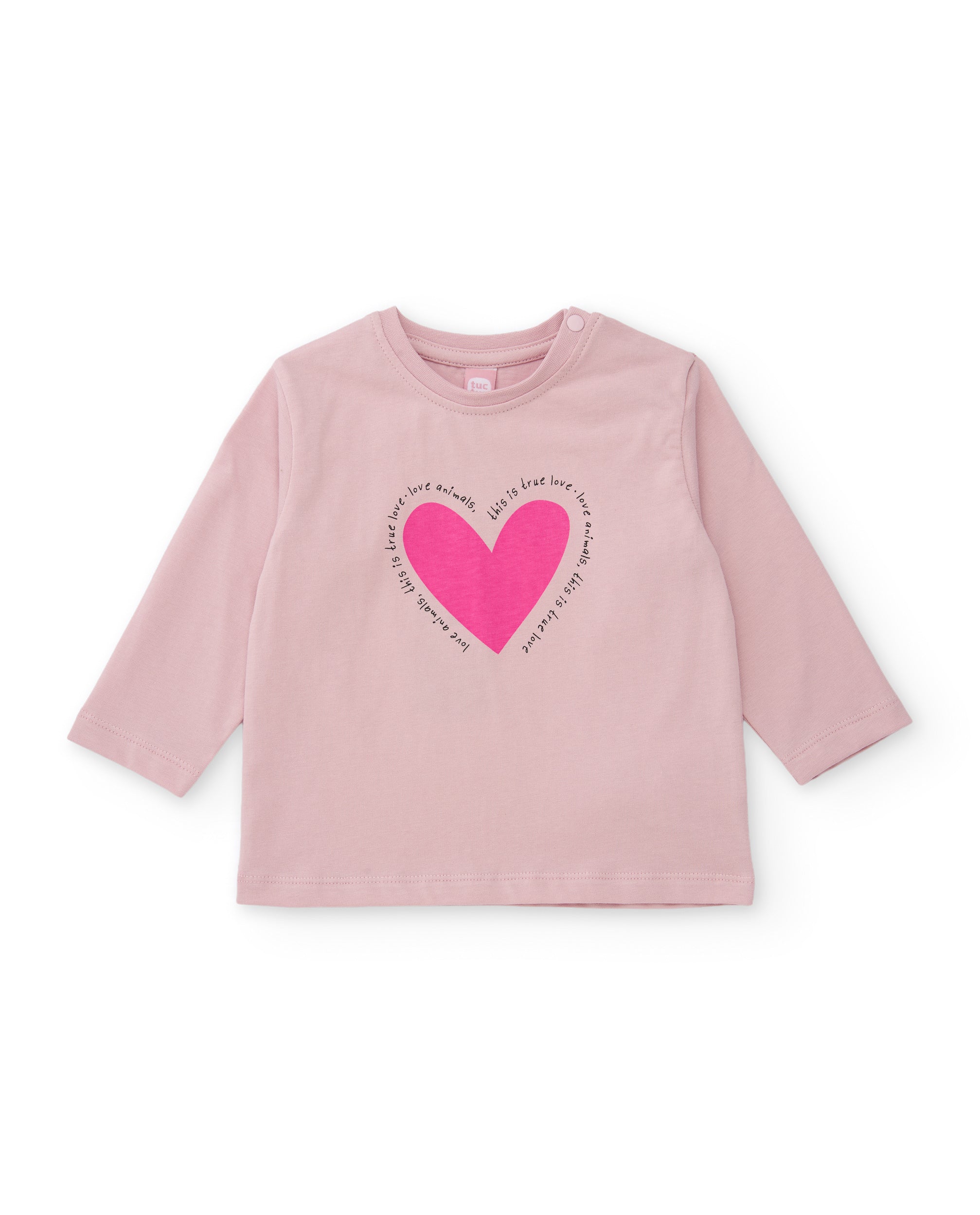 Camiseta de niña de punto con gráfico de corazón y manga larga