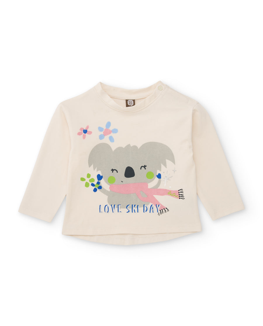 Camiseta de niña de punto con estampado de koala