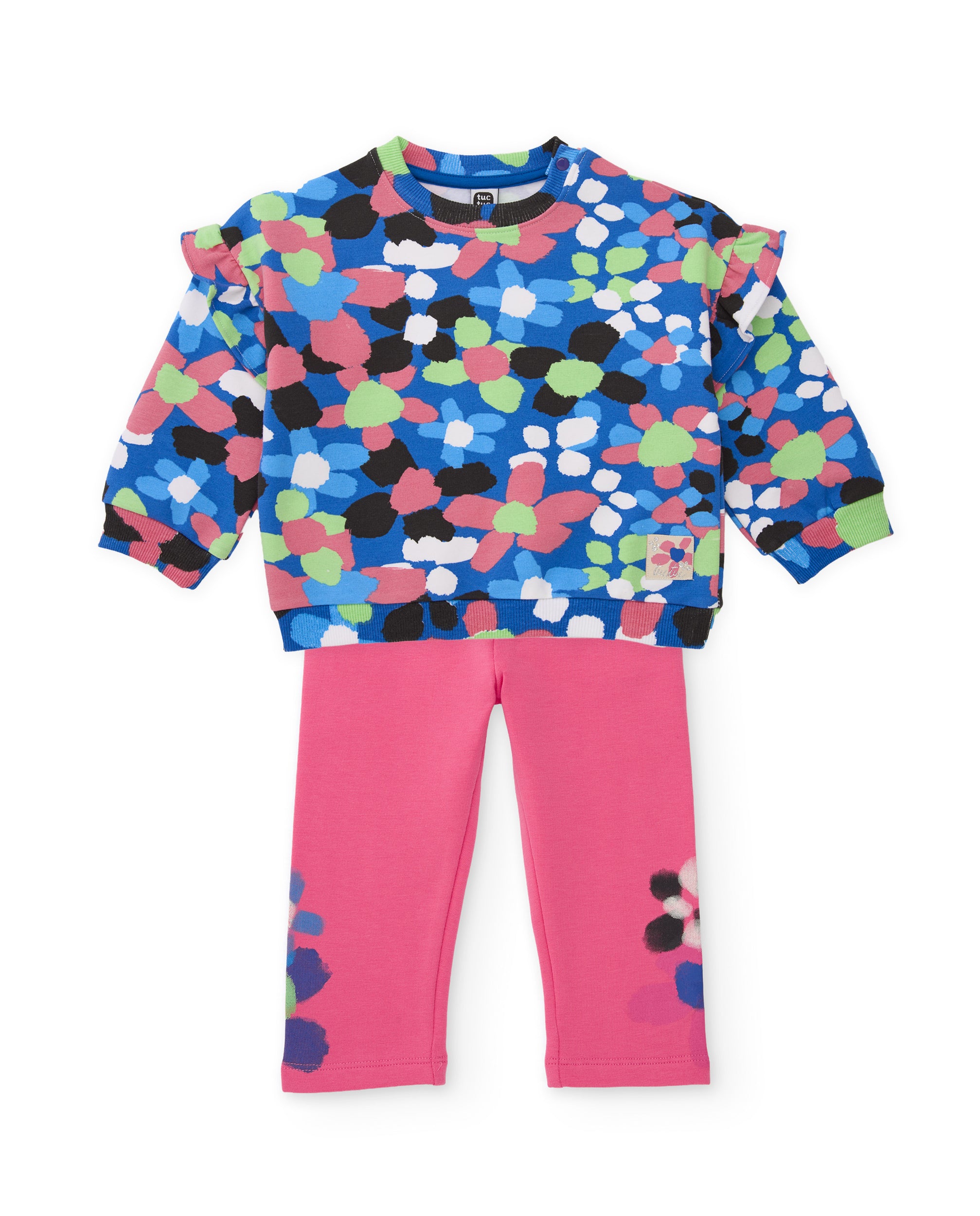 Conjunto de niña de felpa con sudadera estampada y leggings a juego