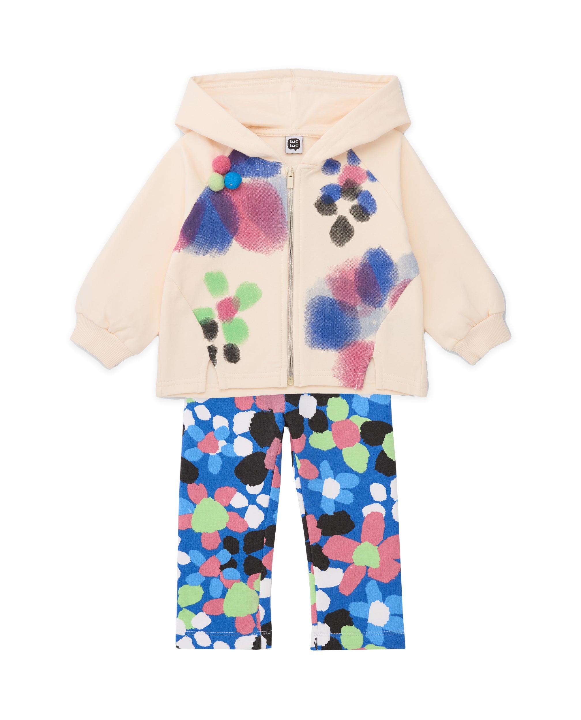 Conjunto de niña de felpa con sudadera estampada y leggins a juego