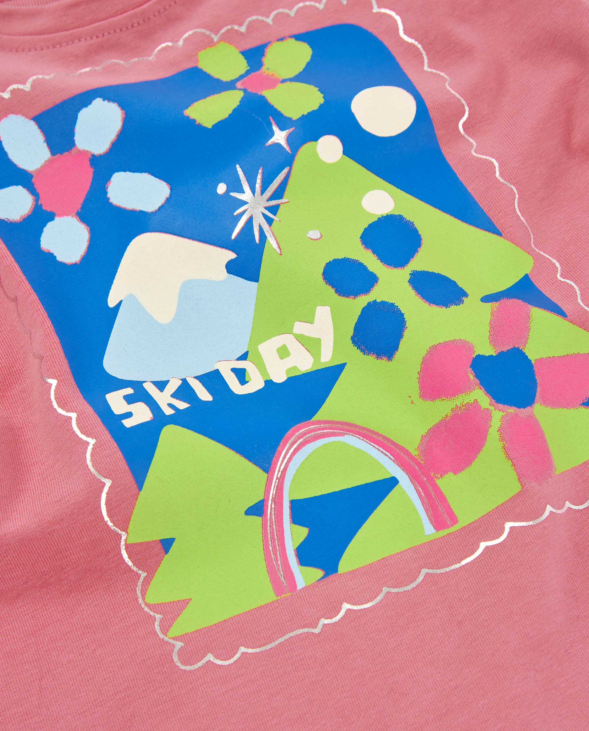 Camiseta de niña de punto con manga larga y estampado gráfico