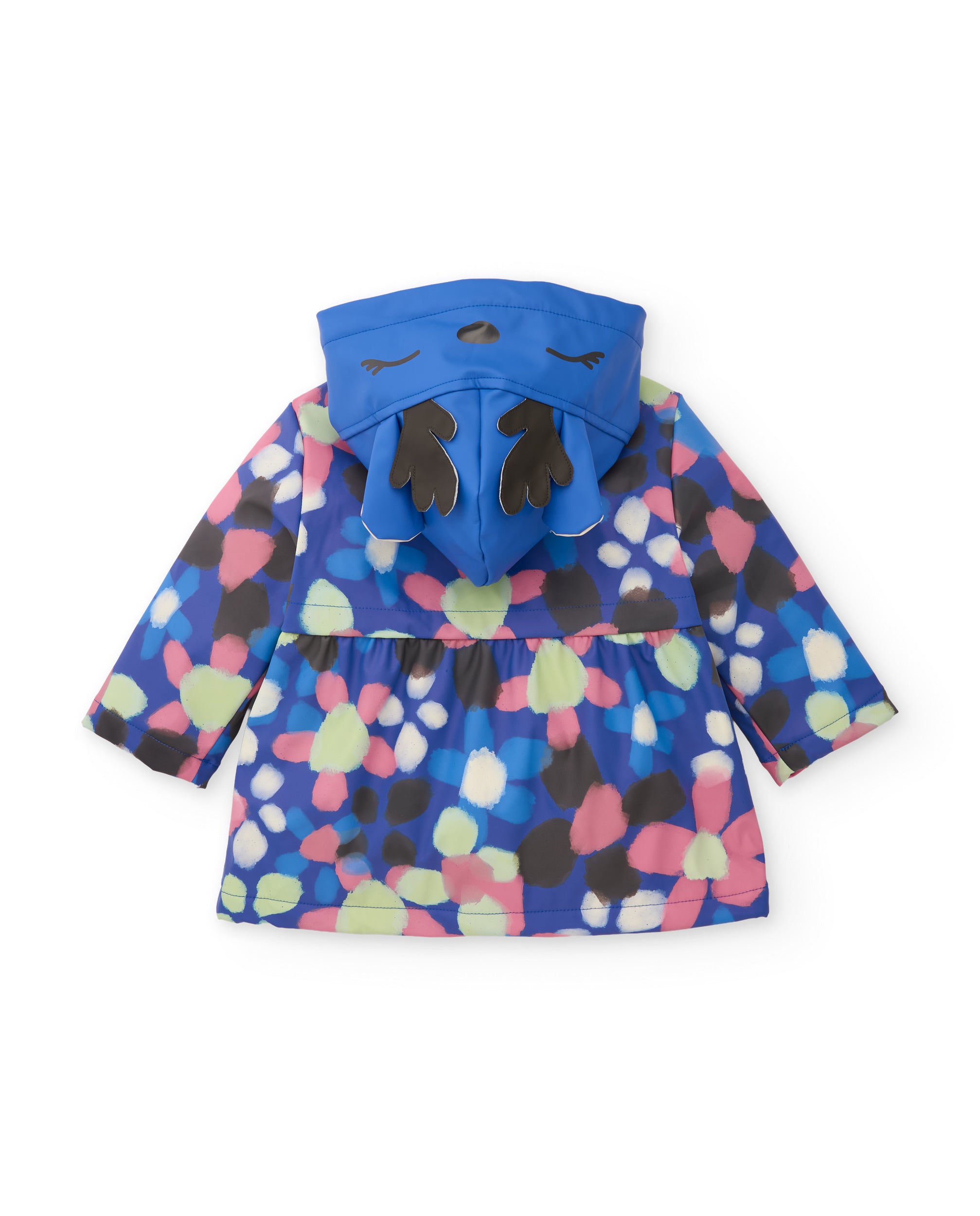 Chubasquero de niña con estampado floral y capucha divertida
