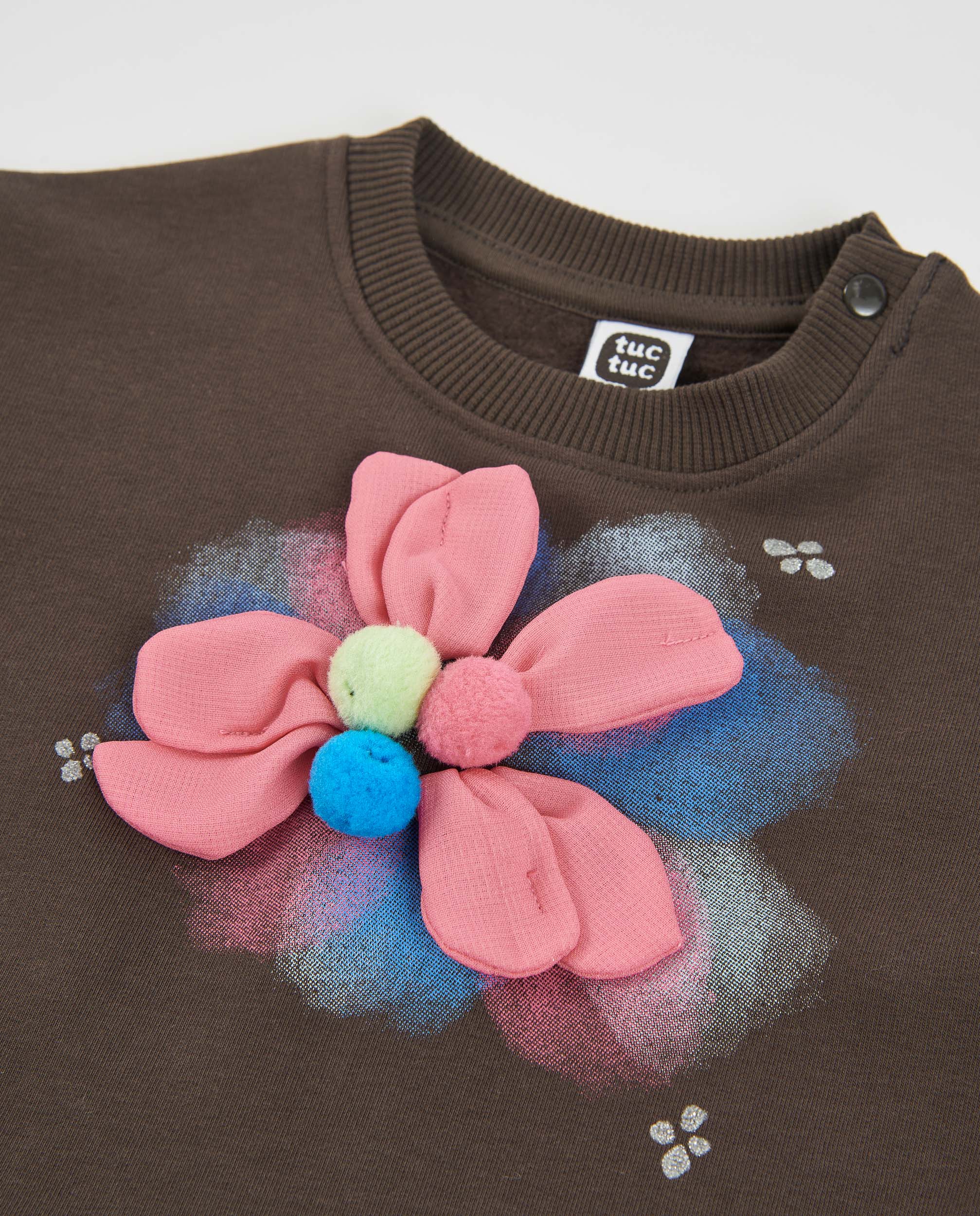 Vestido de niña de felpa con aplicación de flor