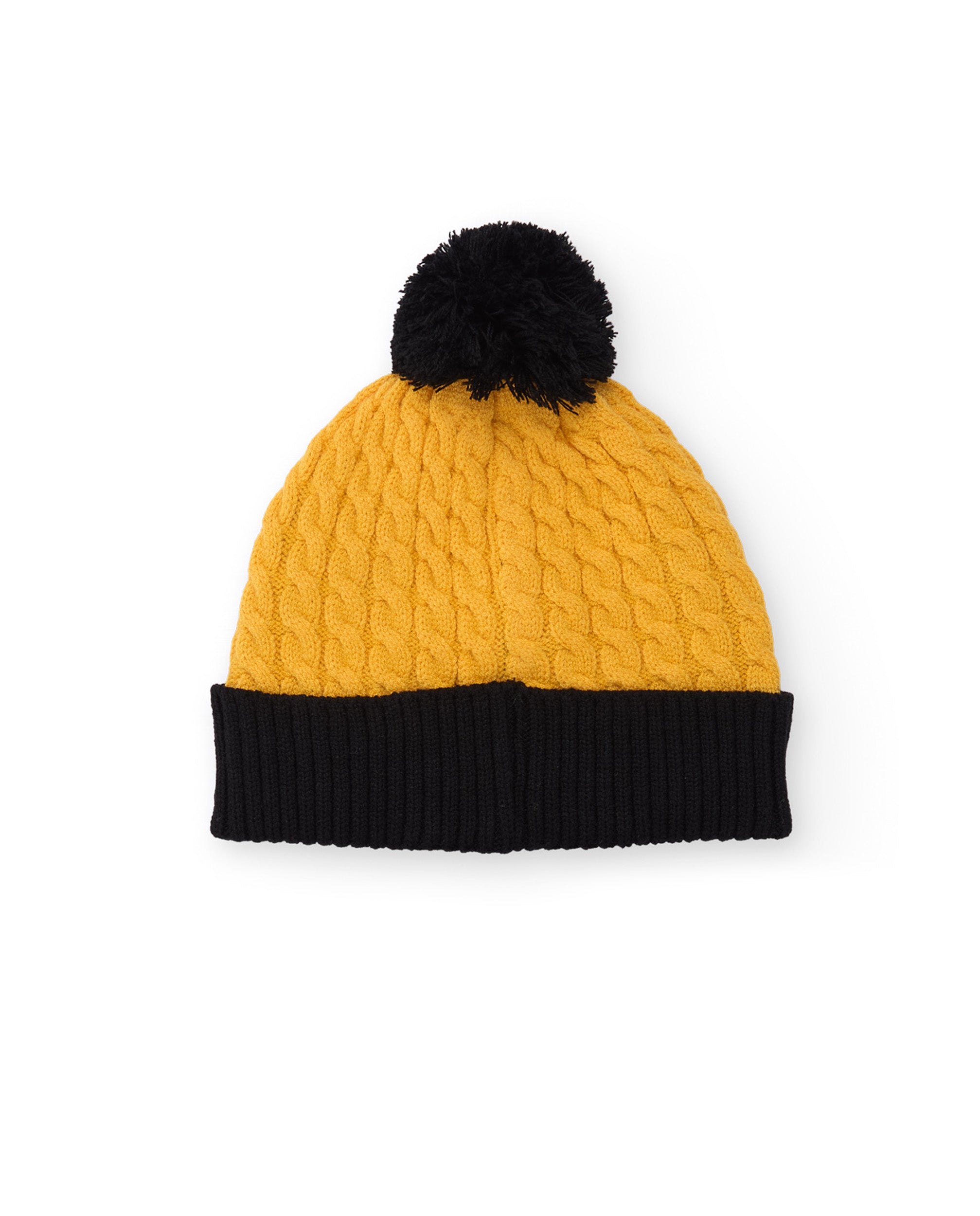 Gorro de niño de tricot con estampado de letras y pompón