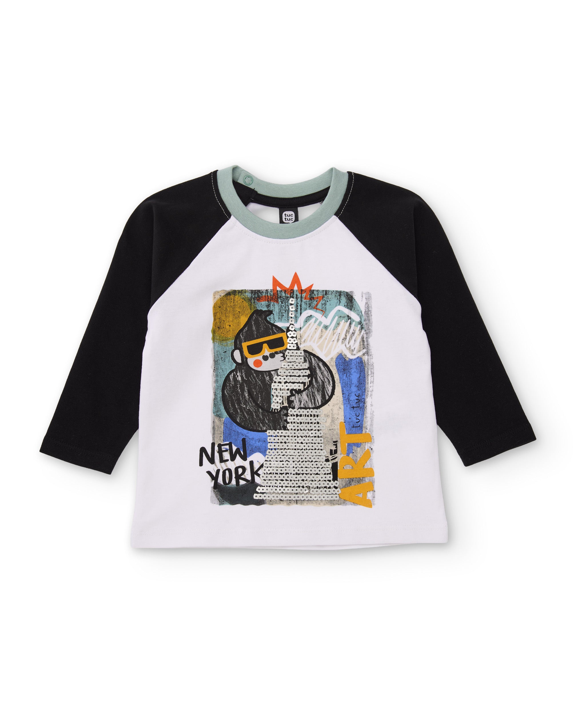 Camiseta de niño de punto con manga larga y estampado gráfico