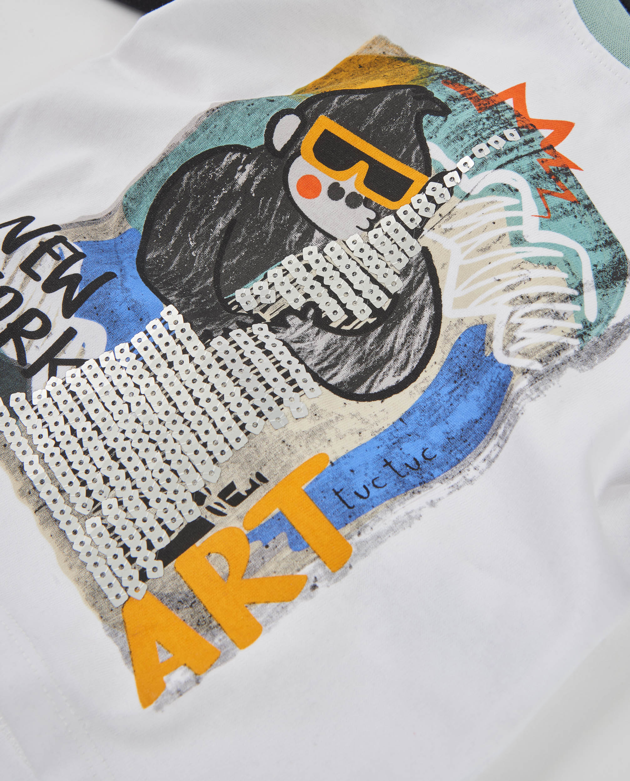 Camiseta de niño de punto con manga larga y estampado gráfico
