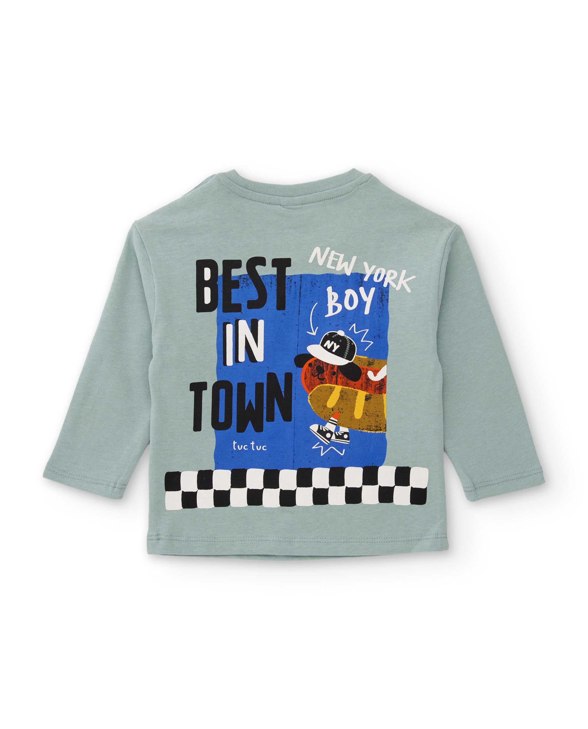 Camiseta de niño de punto con manga larga y estampado colorido