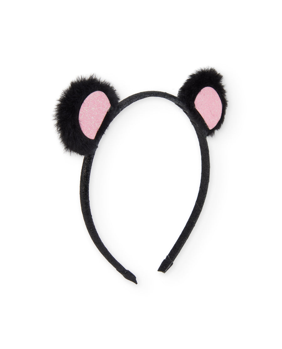 Girls’ headband with plush ears and glitter finish