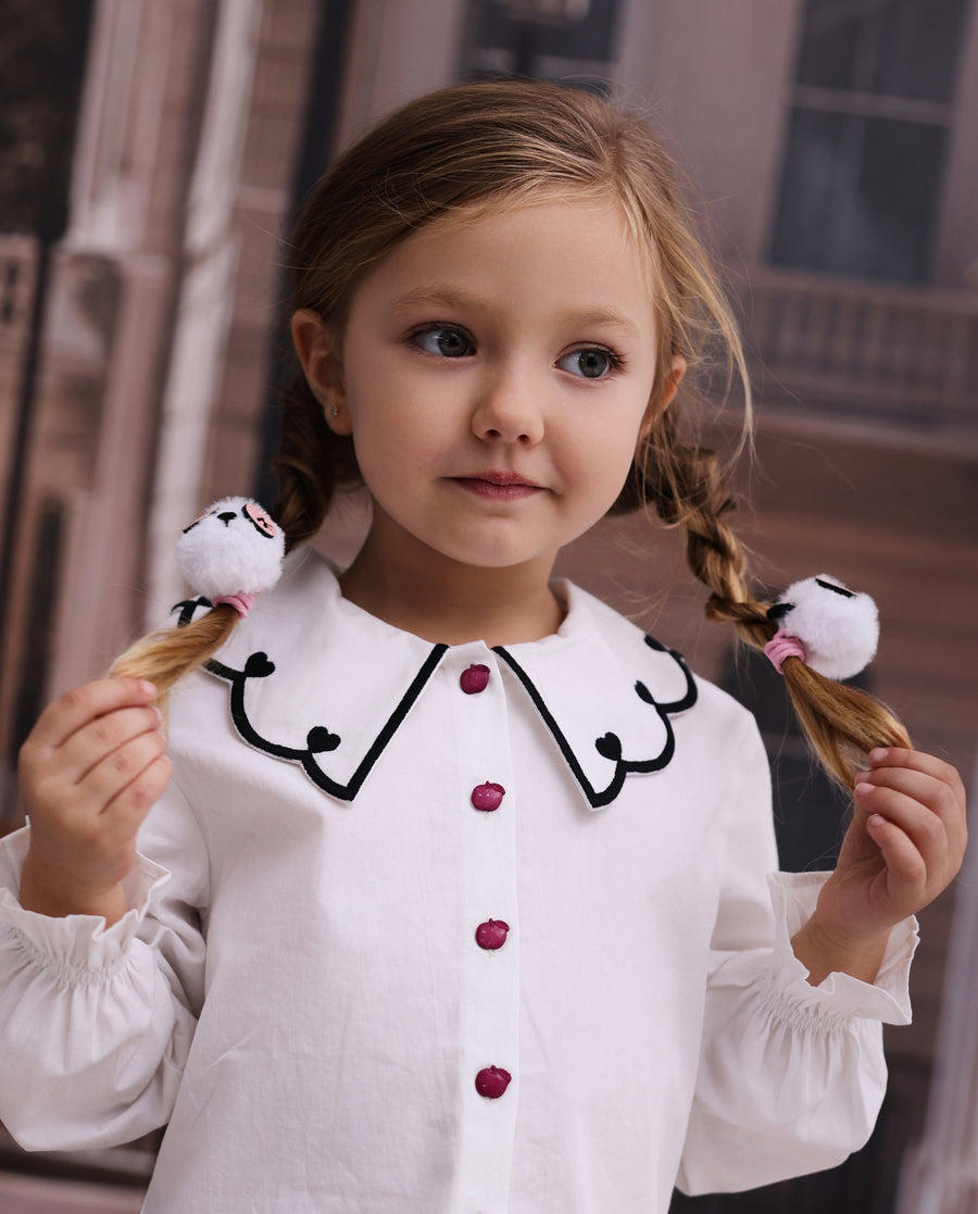 Girls’ set of hair ties with panda-design pom-poms