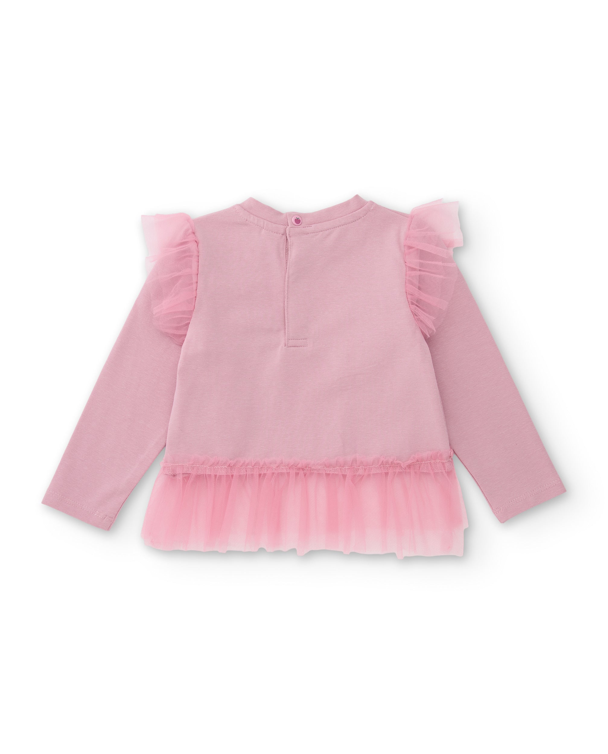Camiseta de niña de punto con volantes y detalle de lentejuelas