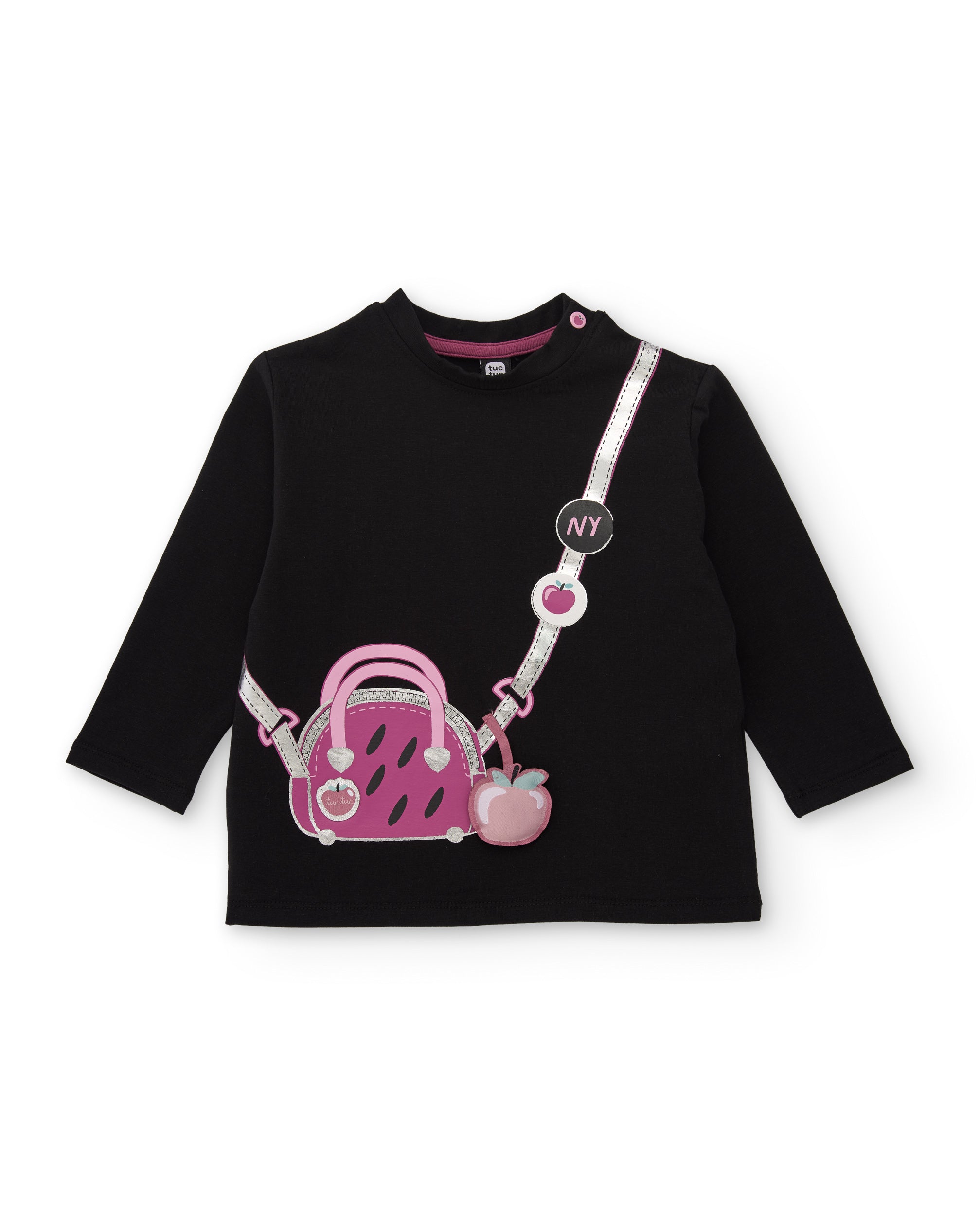 Camiseta de niña de punto con diseño de bandolera y manga larga
