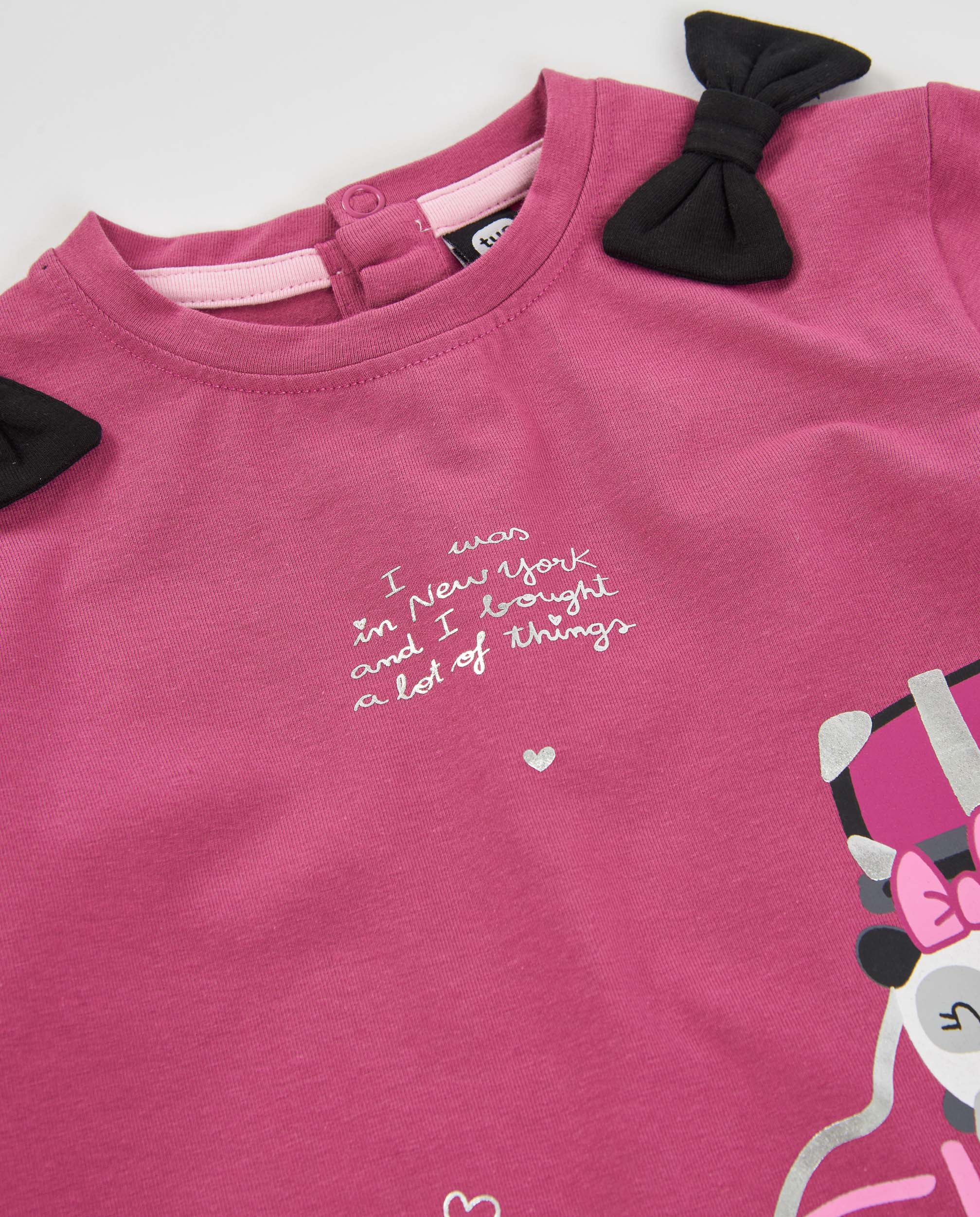 Camiseta de niña de punto con manga larga y lazos en los hombros