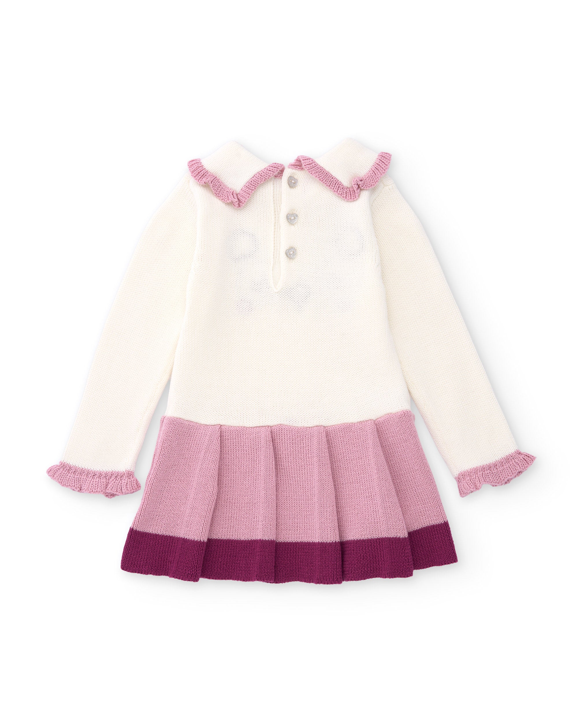 Vestido de niña de tricot con manga larga y volante