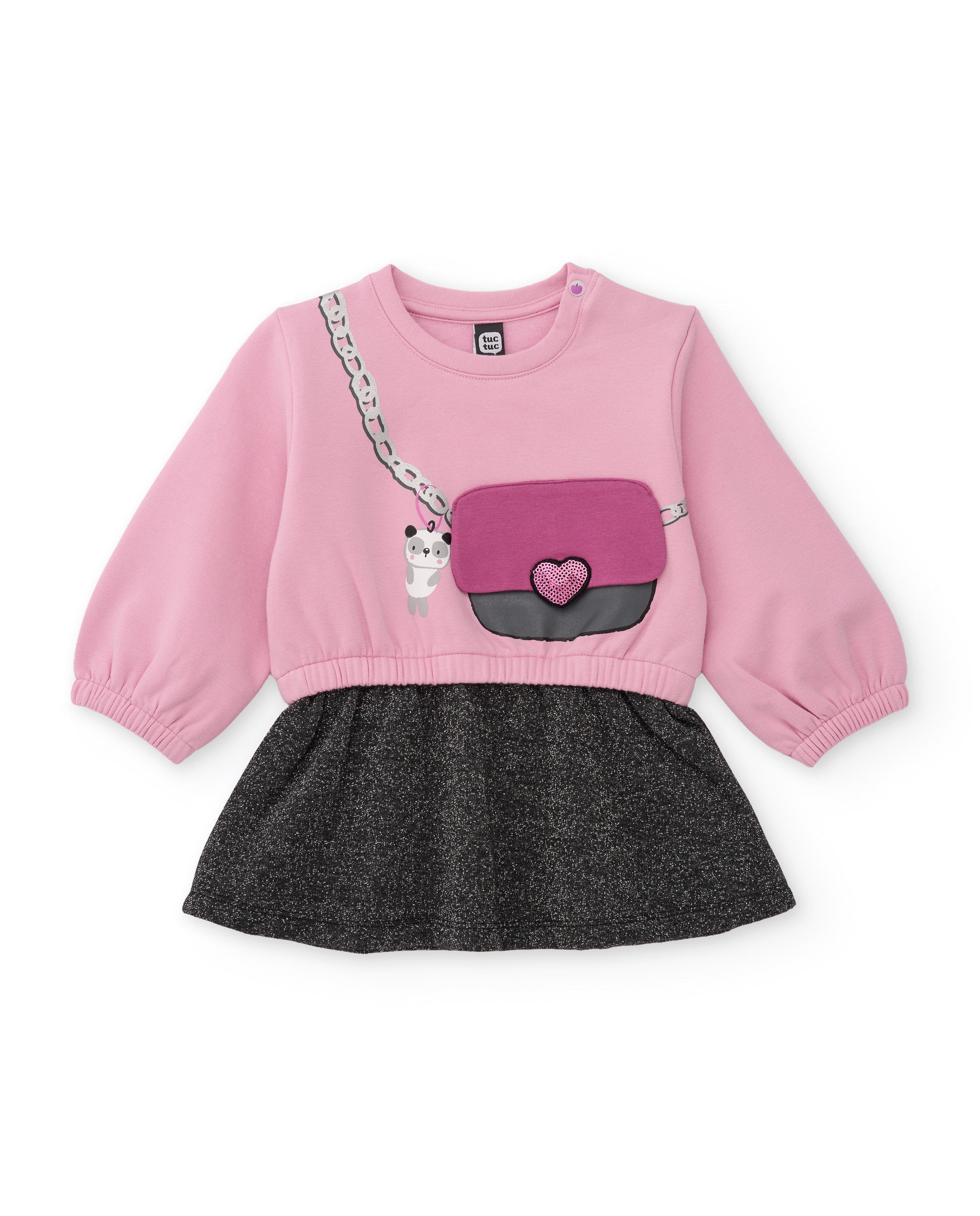 Vestido de niña de felpa con diseño de bolso y tacto cálido