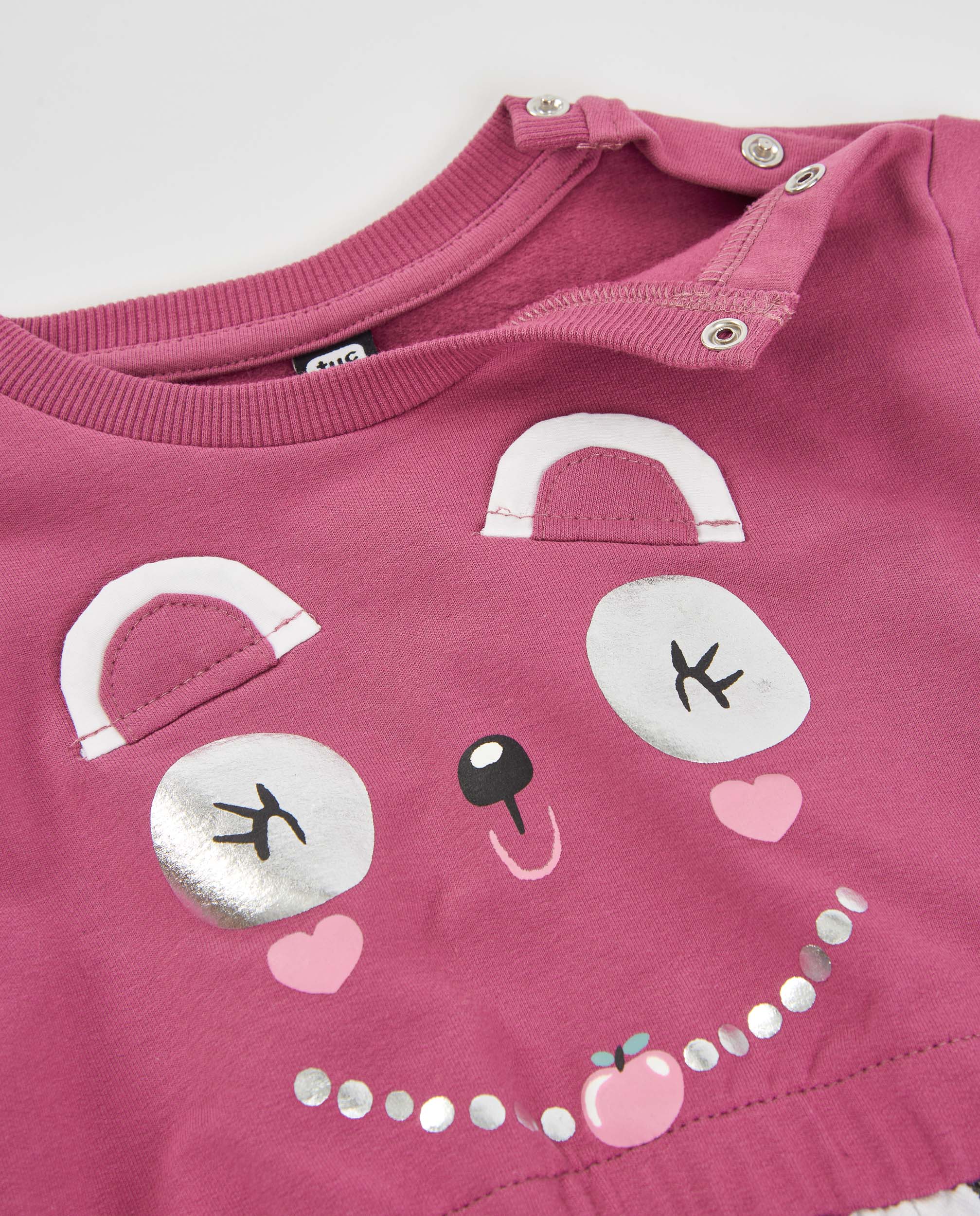 Vestido de niña con cuerpo de algodón estampado y falda de cuadros