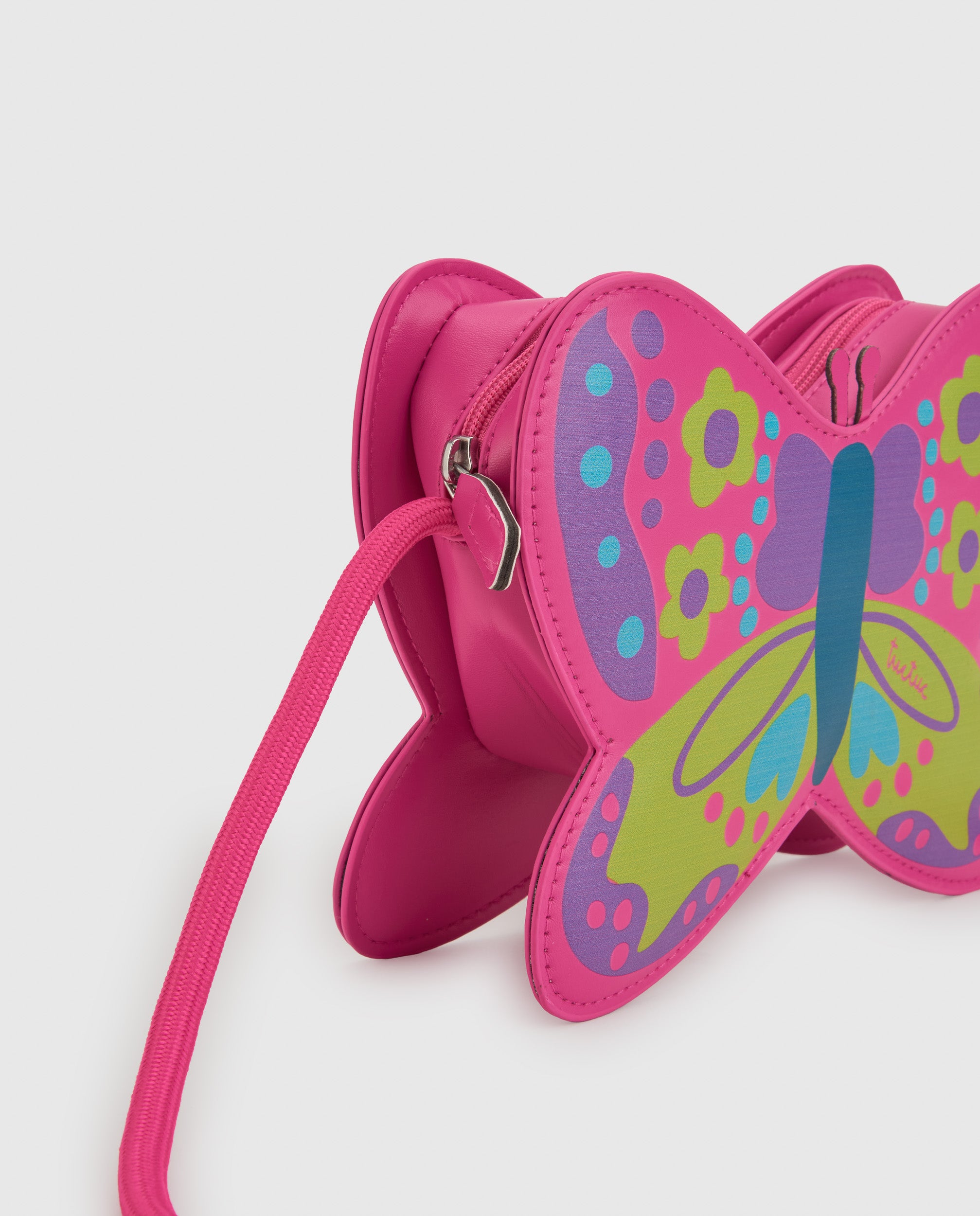Bolso de niña con forma de mariposa y estampado floral