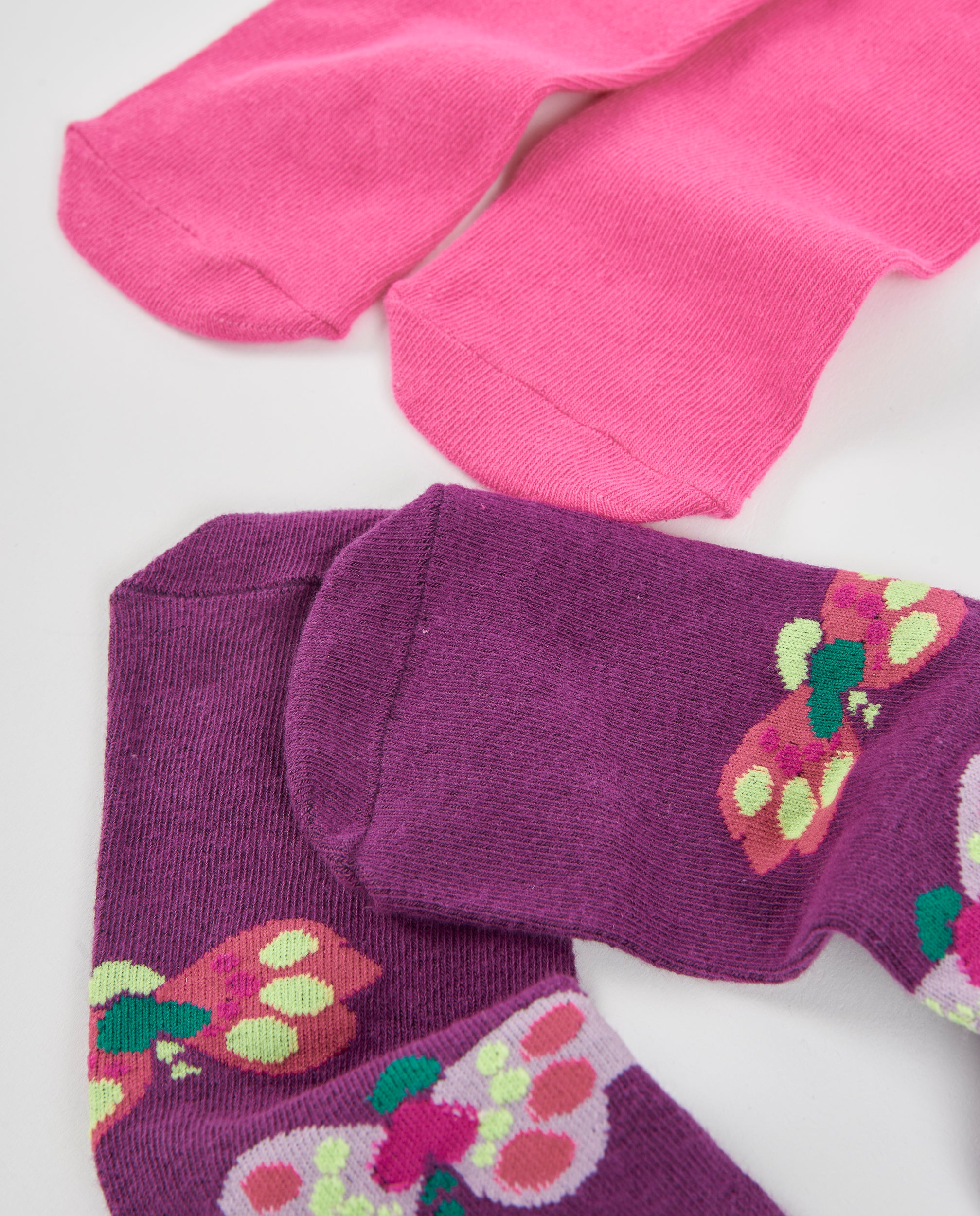Leotardos de niña de tricot con diseño de mariposas y cintura elástica