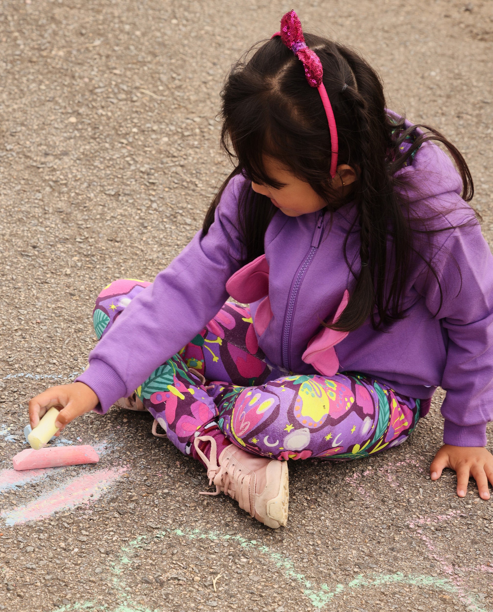 Legging de niña de felpa con estampado floreado y cintura elástica