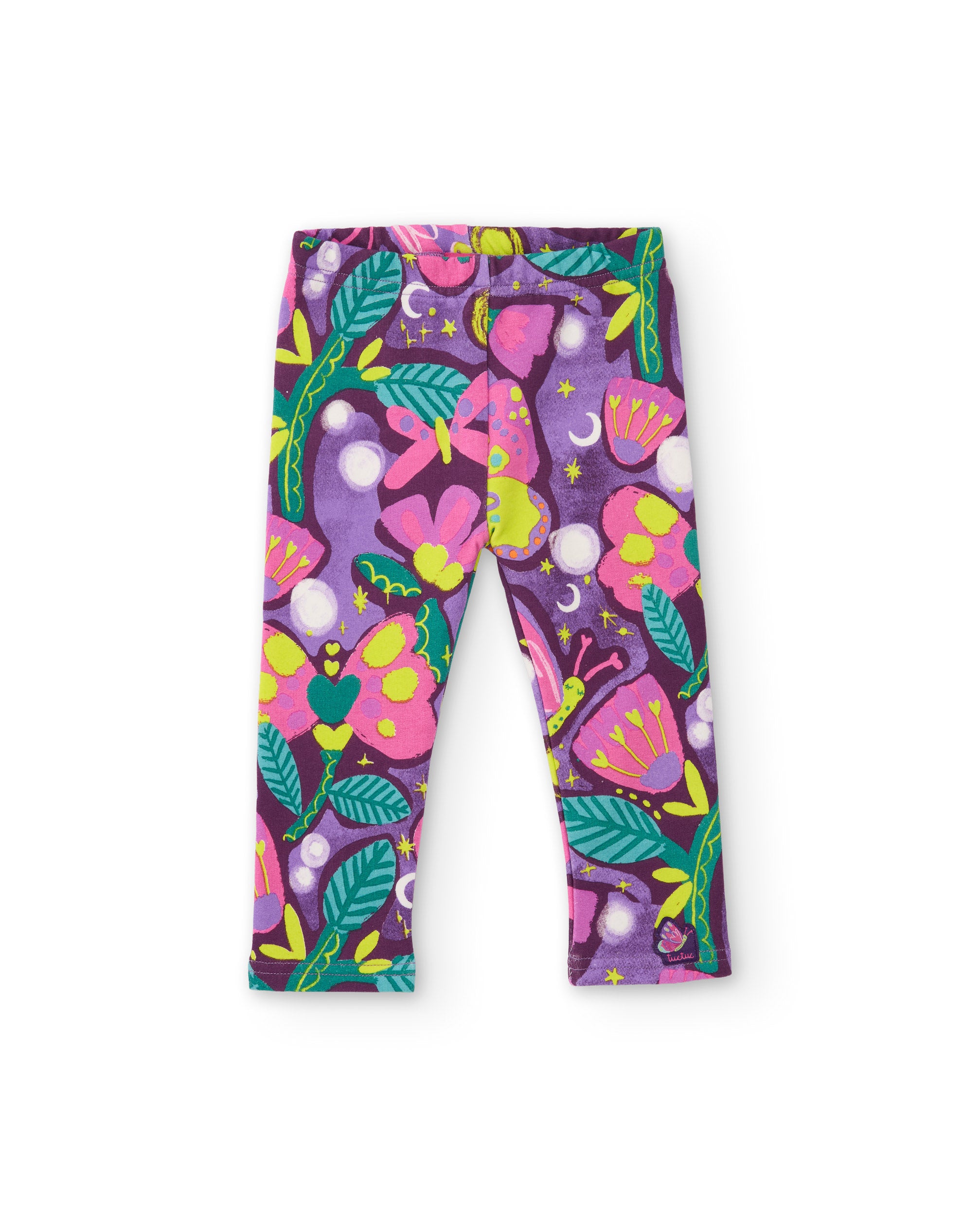 Legging de niña de felpa con estampado floreado y cintura elástica