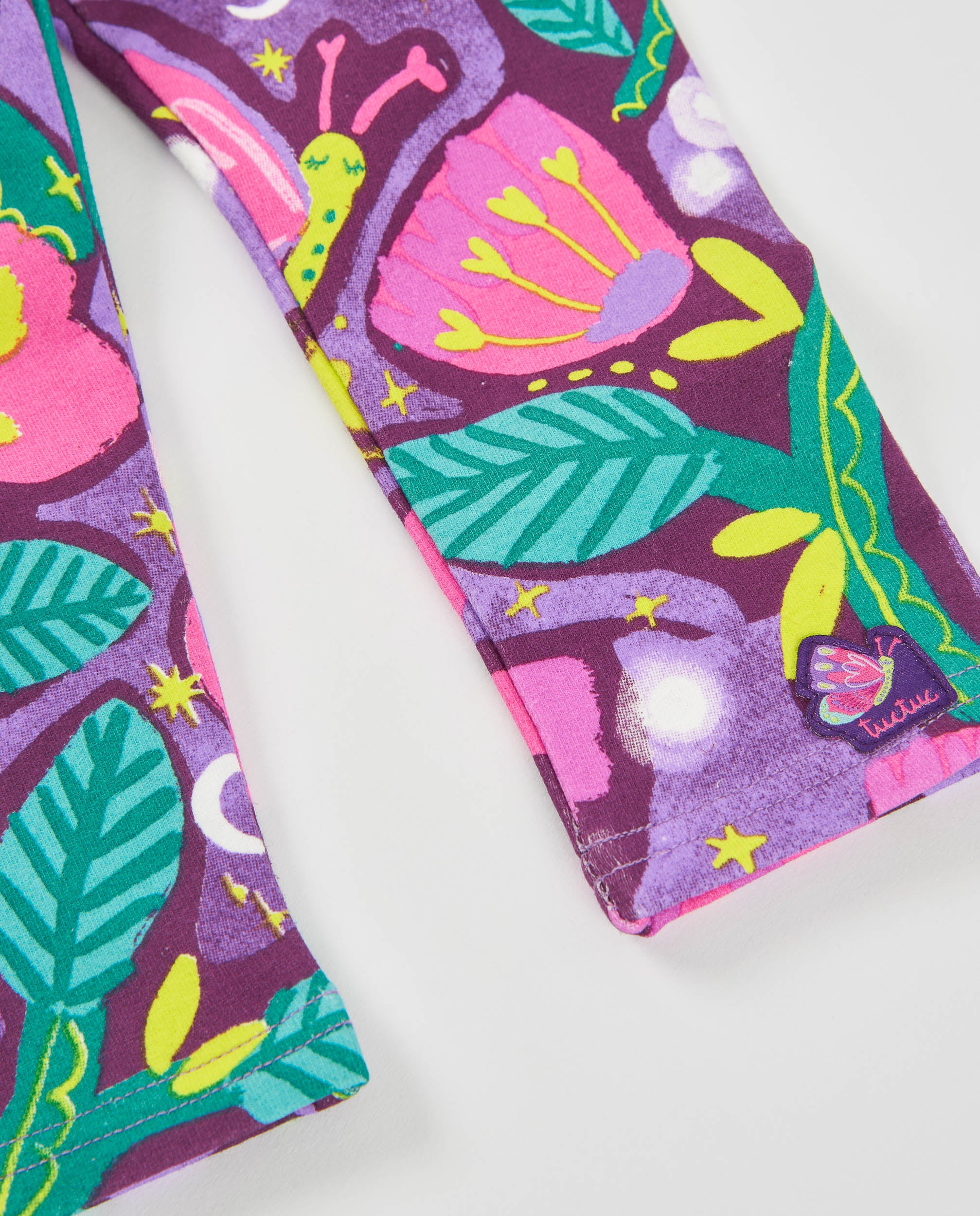 Legging de niña de felpa con estampado floreado y cintura elástica