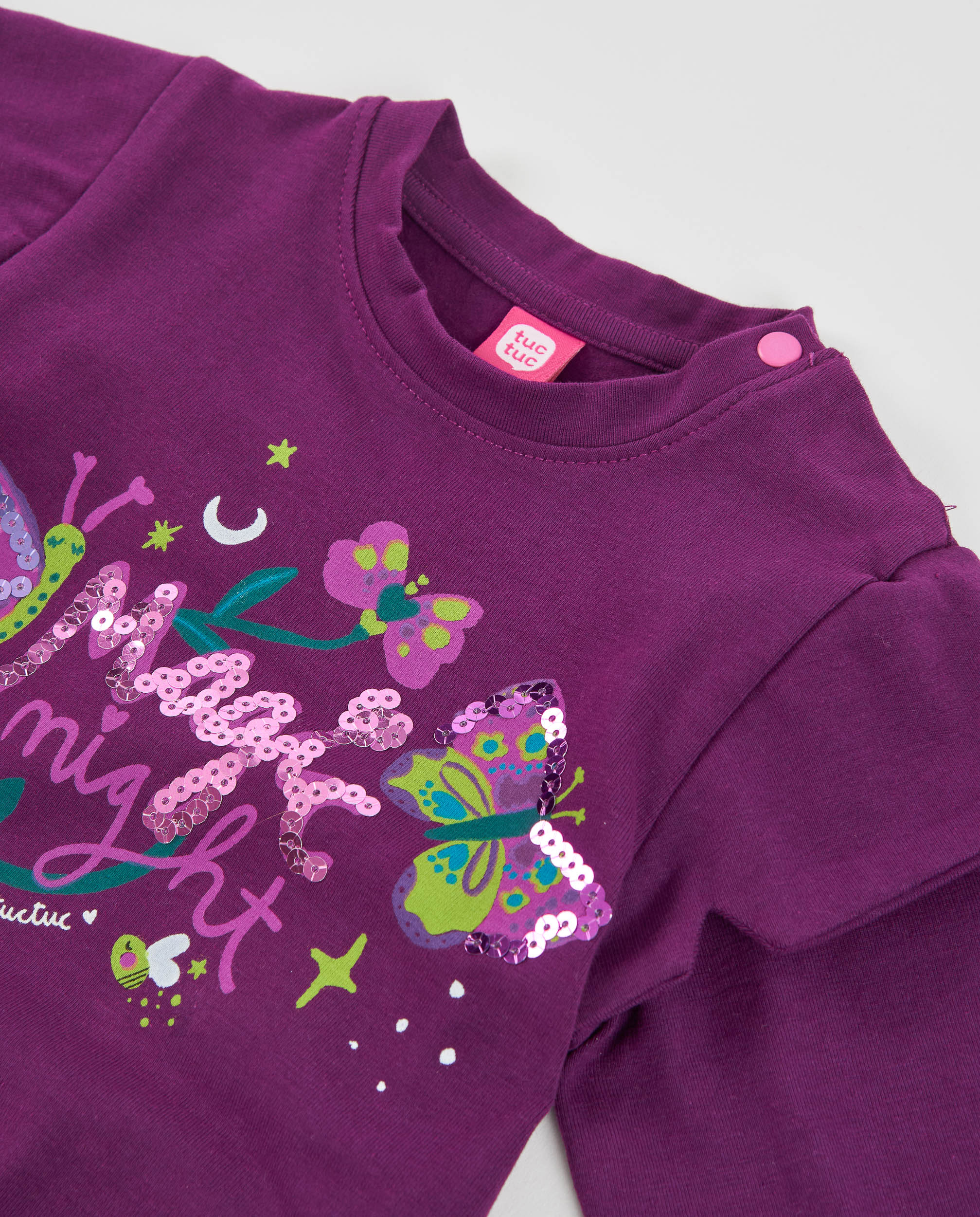 Camiseta de niña de punto con manga larga y diseño de mariposas