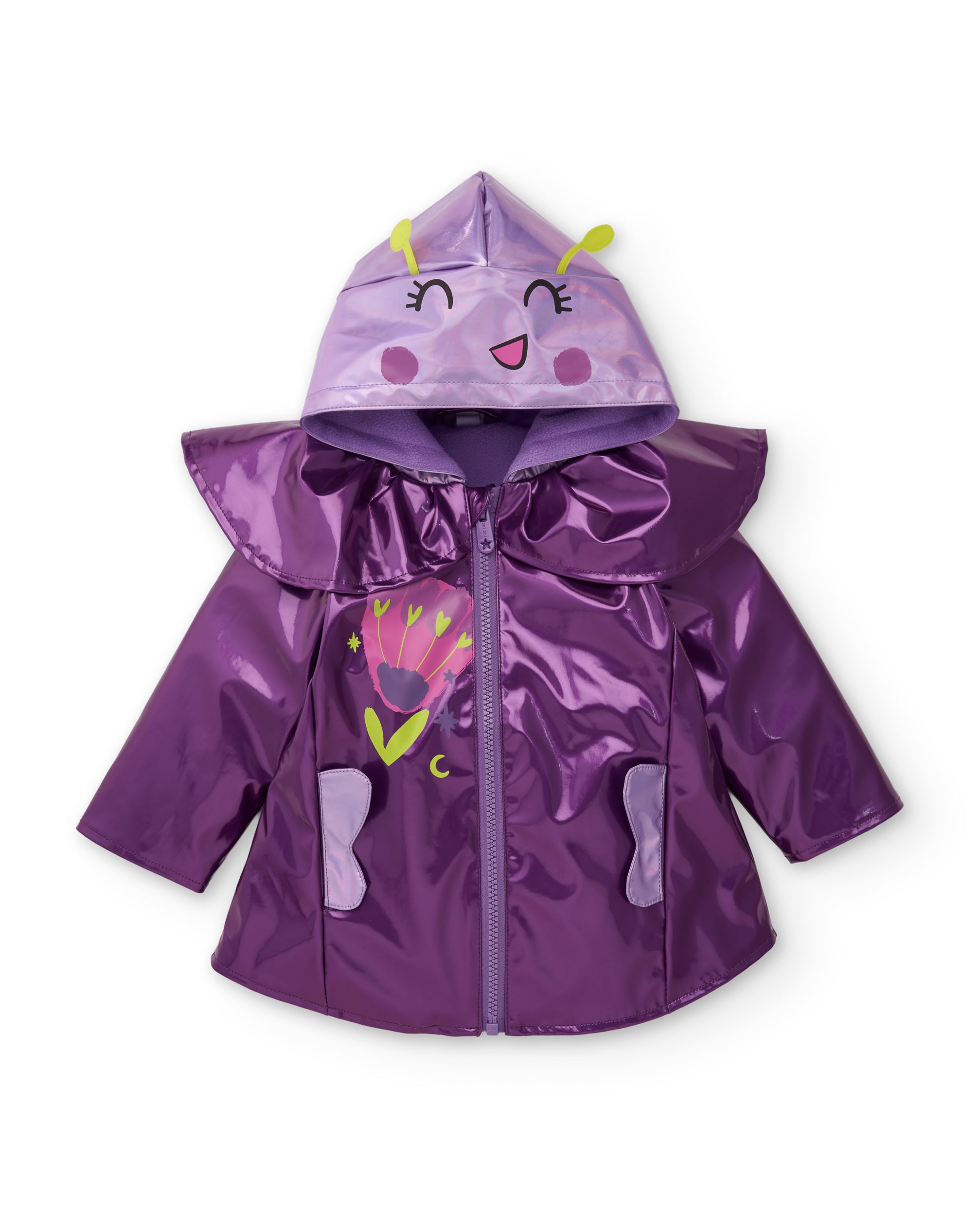 Chubasquero de niña con capucha y diseño de mariposa