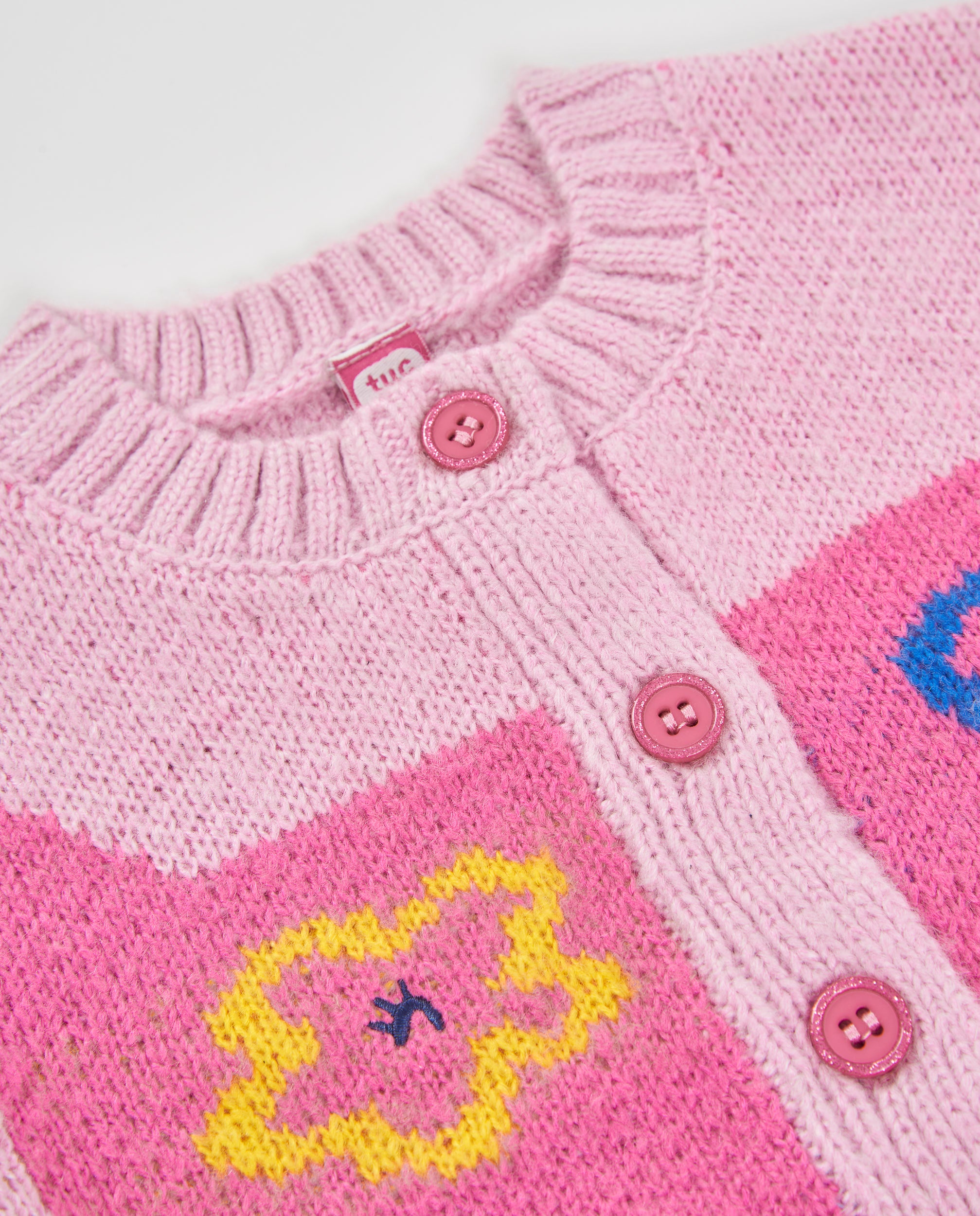 Chaqueta de niña de tricot con botones frontales y tacto suave